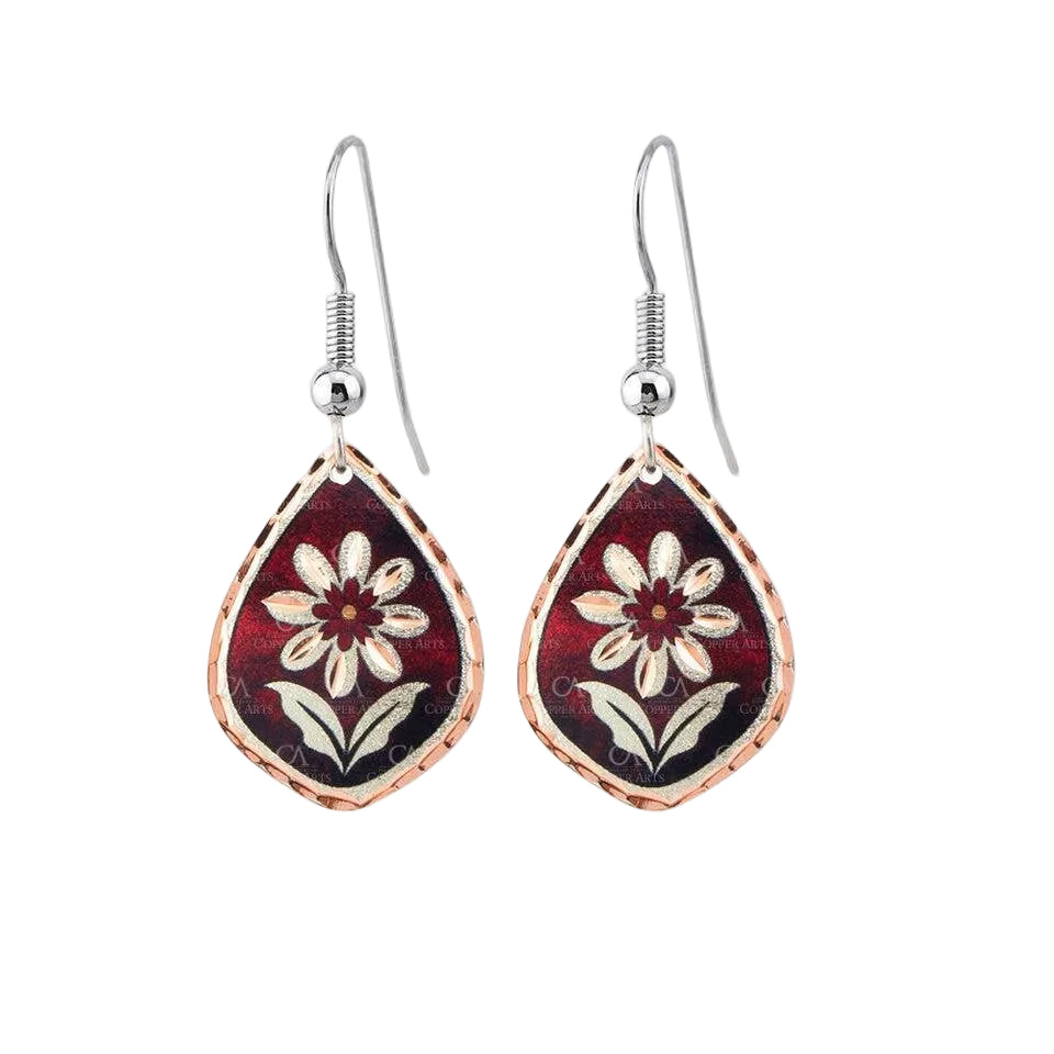 Red Floral Design Earrings