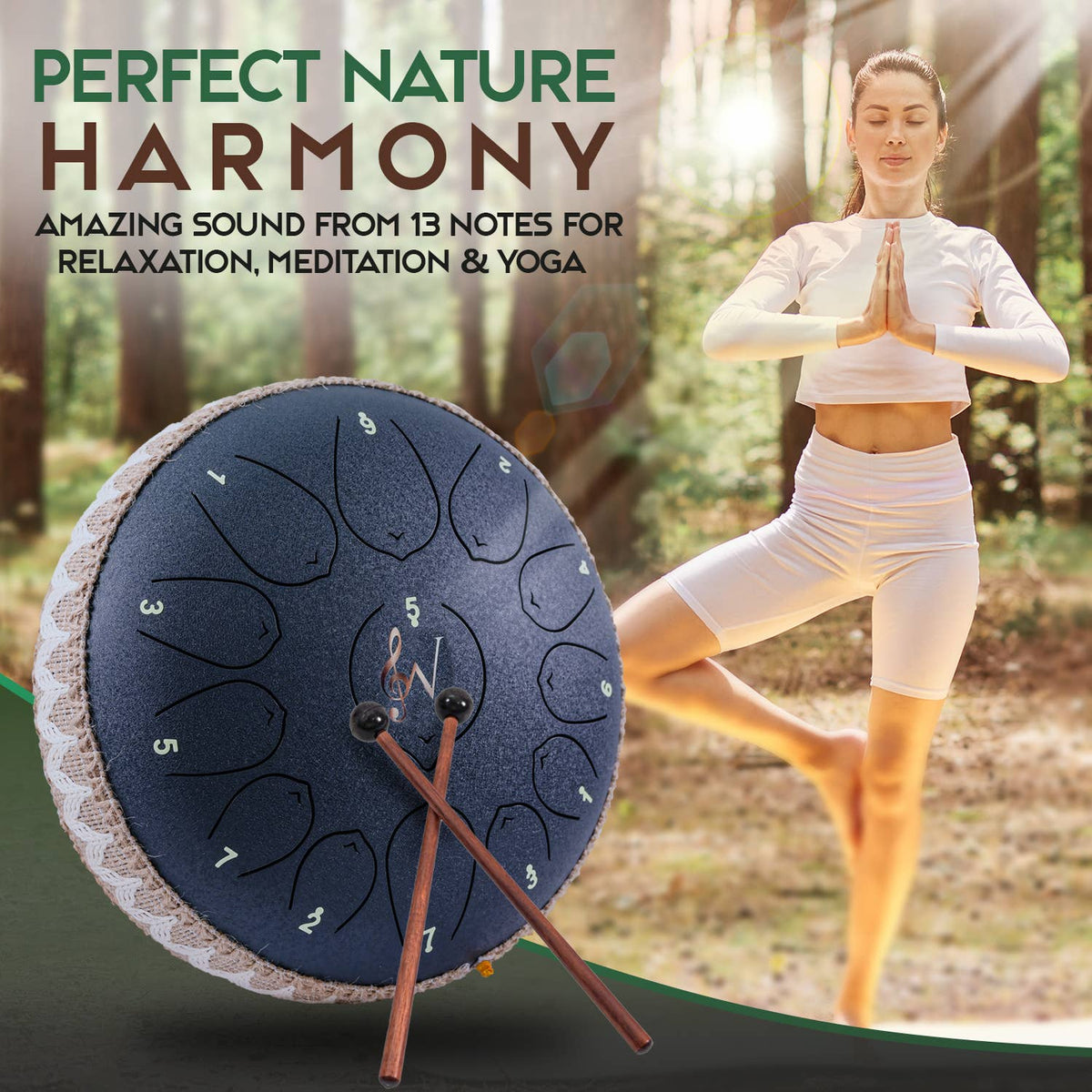 12-Inch Steel Tongue Drum - 13 Notes - Rain Drum - Red