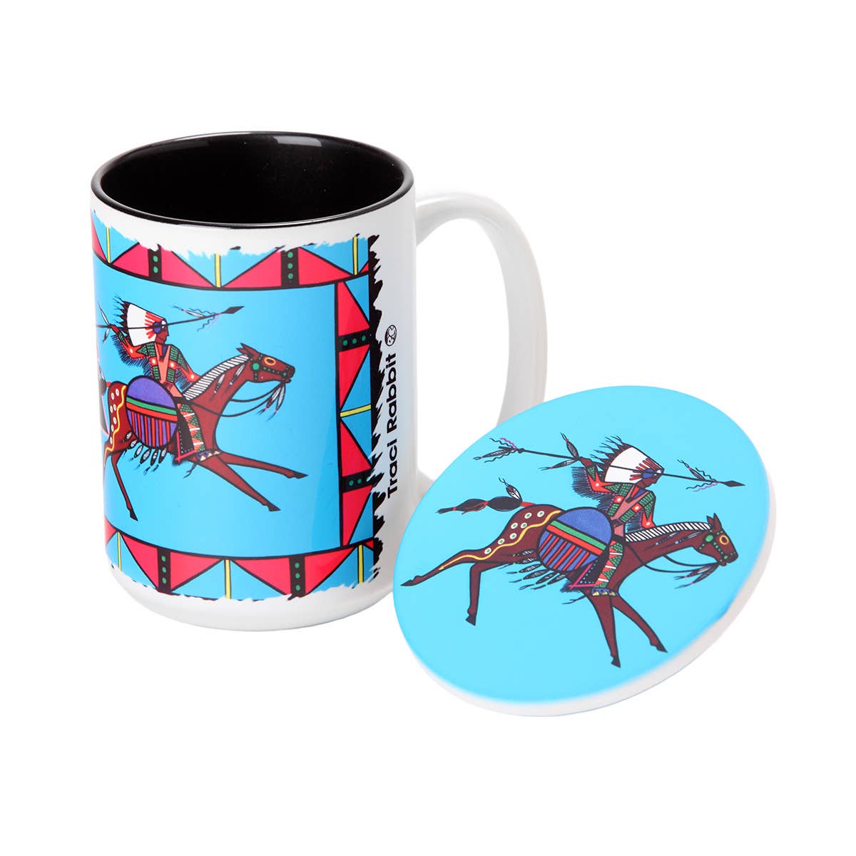 Warrior | 15 oz Native American Art Mug & Coaster Set by Traci Rabbit