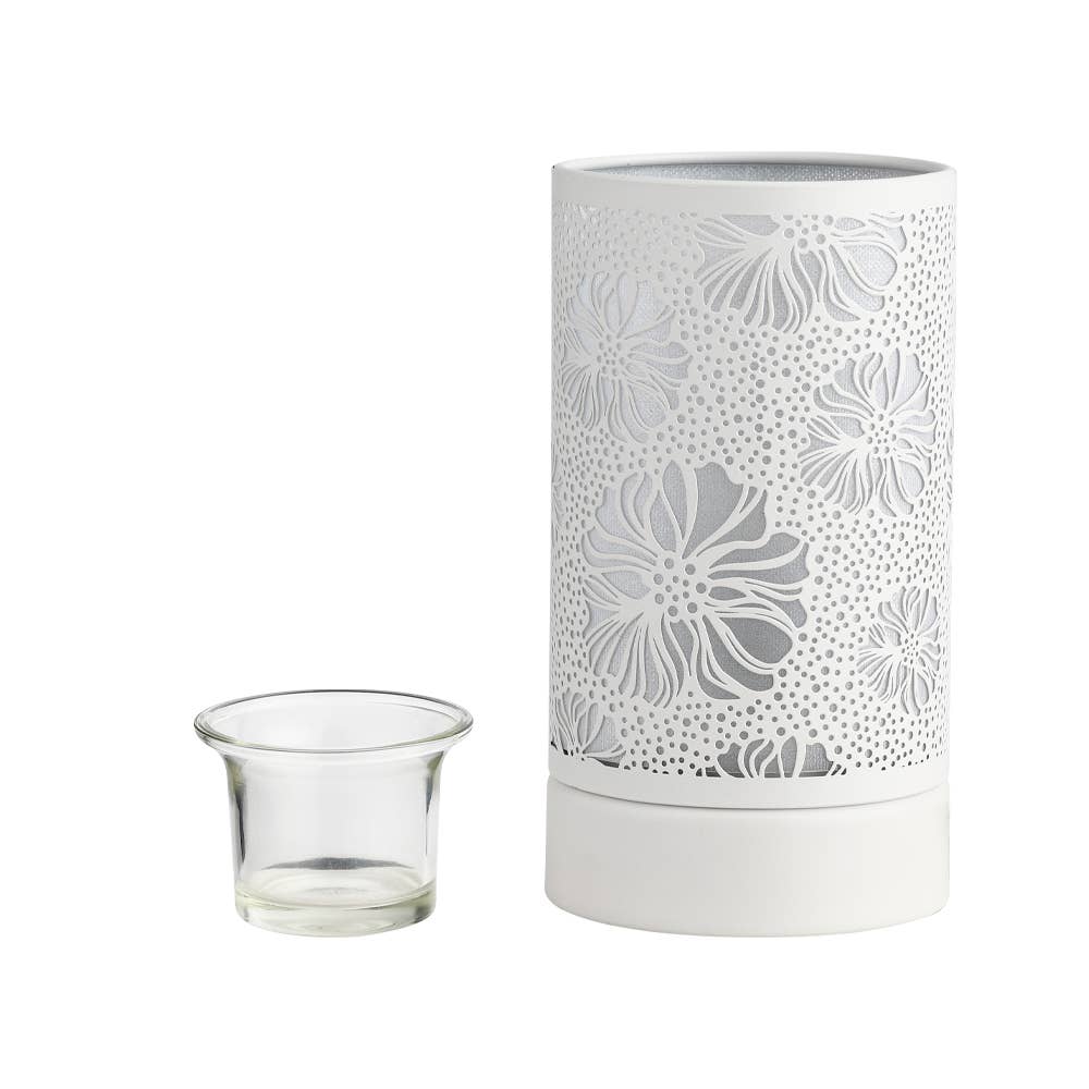 White Flower Touch Lamp & Wax Warmer | 7” Fragrance Oil Burner