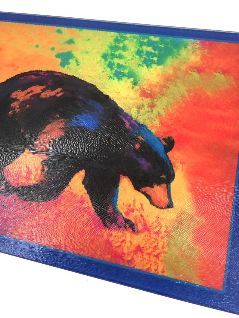 GP Originals - Watercolor Bear tempered glass cutting board/cheese board
