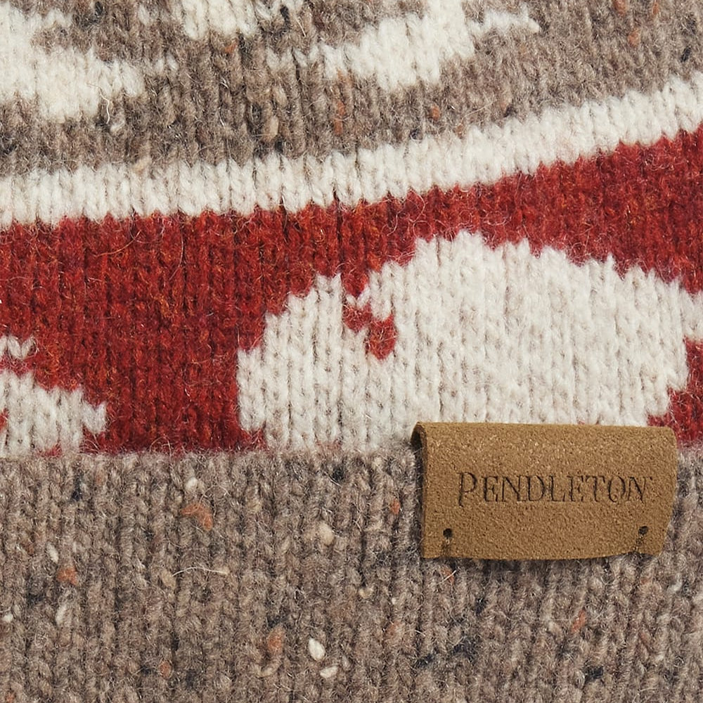 Pendleton - Lambswool Beanie with Pom - Bison Brown