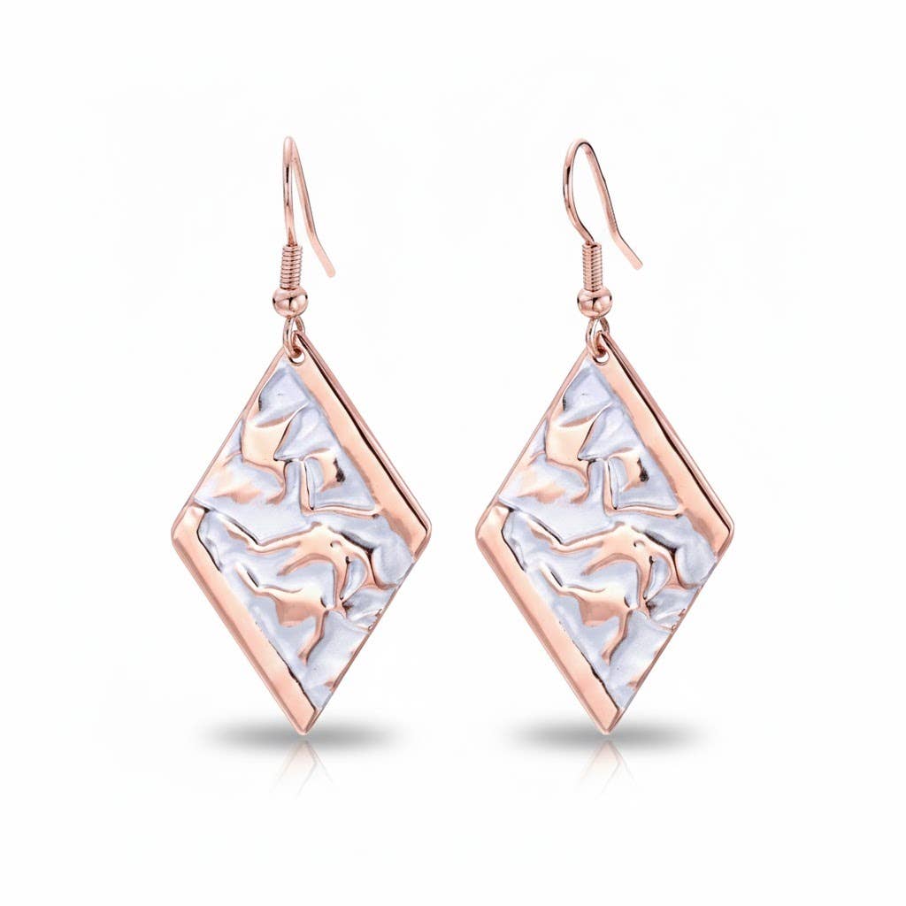 Silver color irregular hammered look Copper Earrings