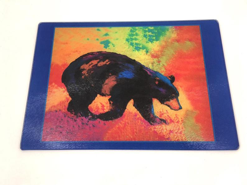 GP Originals - Watercolor Bear tempered glass cutting board/cheese board