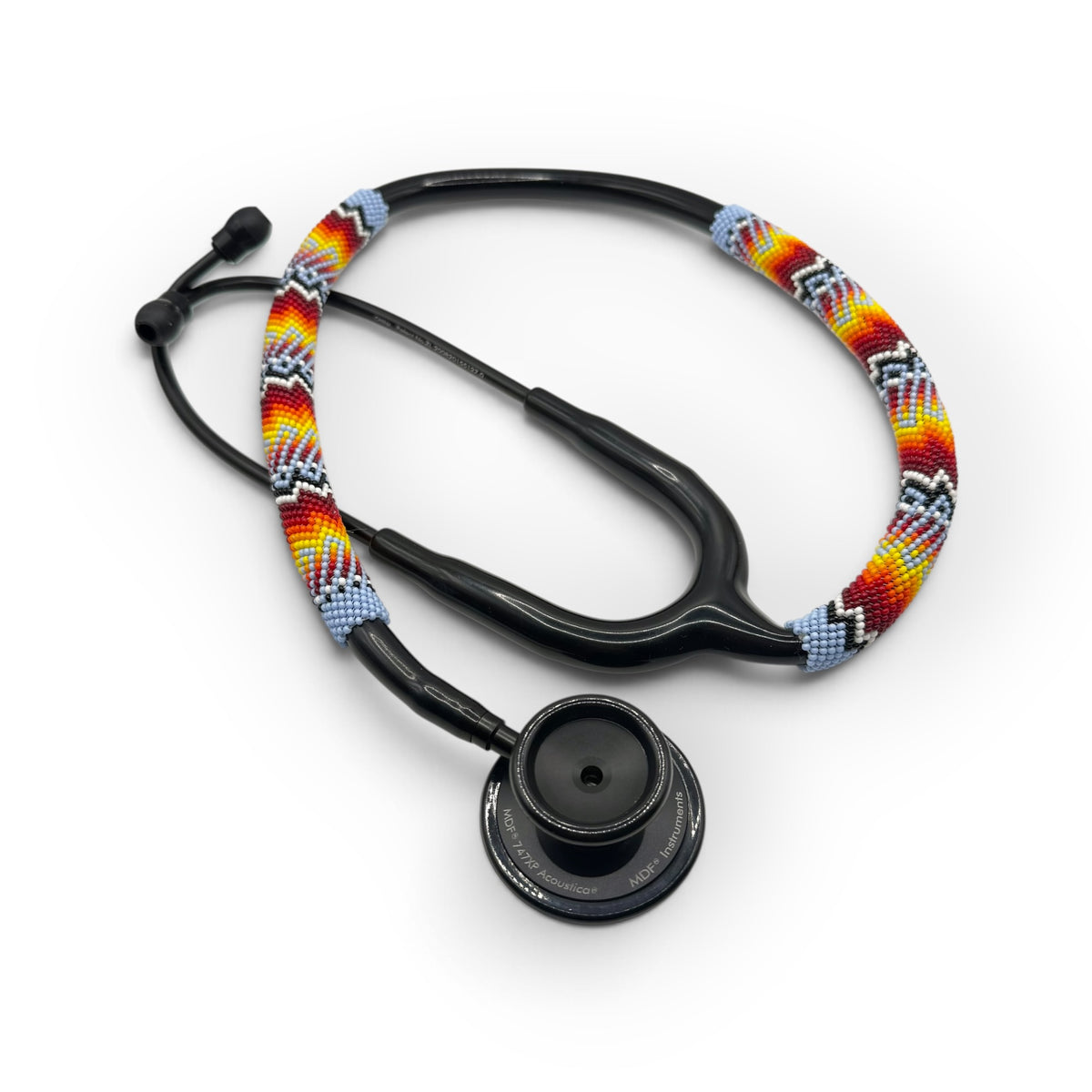 Native American Beaded MDF Stethoscope – Light Blue – Navajo Made