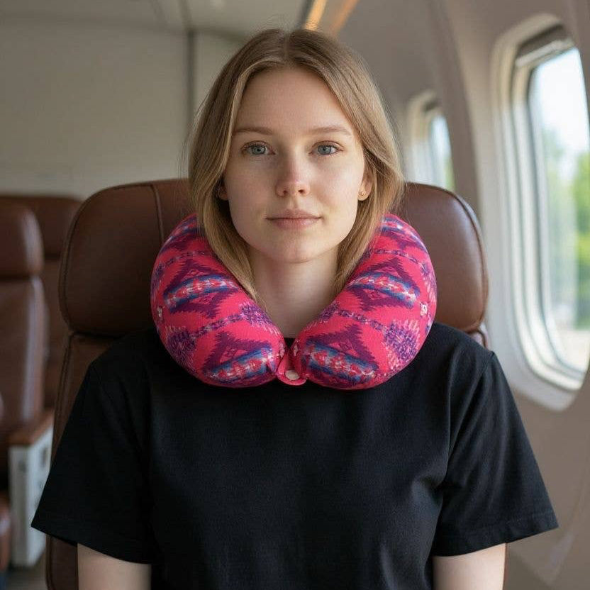 Pink Southwestern Travel Pillow | Soft Neck Pillow