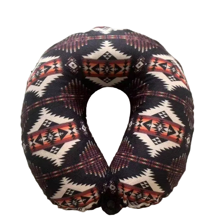 Black Southwestern Travel Pillow | Soft Neck Pillow