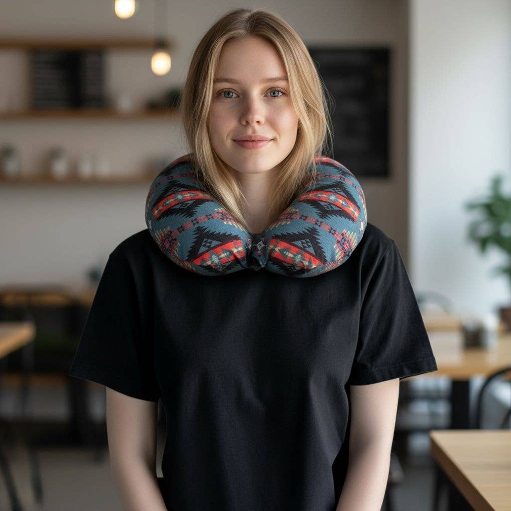Turquoise Southwestern Travel Pillow | Soft Neck Pillow