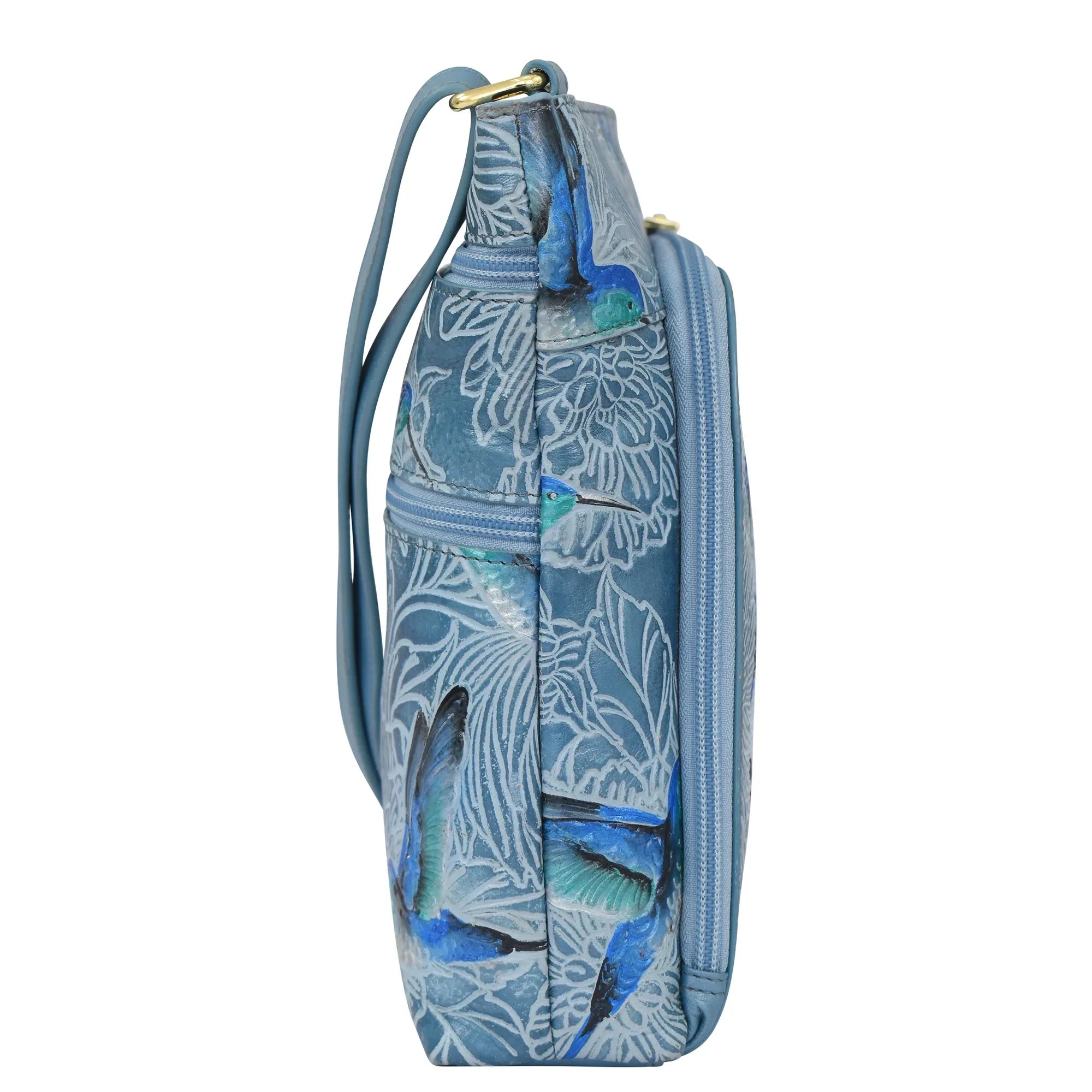 Crossbody Bag with Front Zip Organizer – Hummingbird Blue