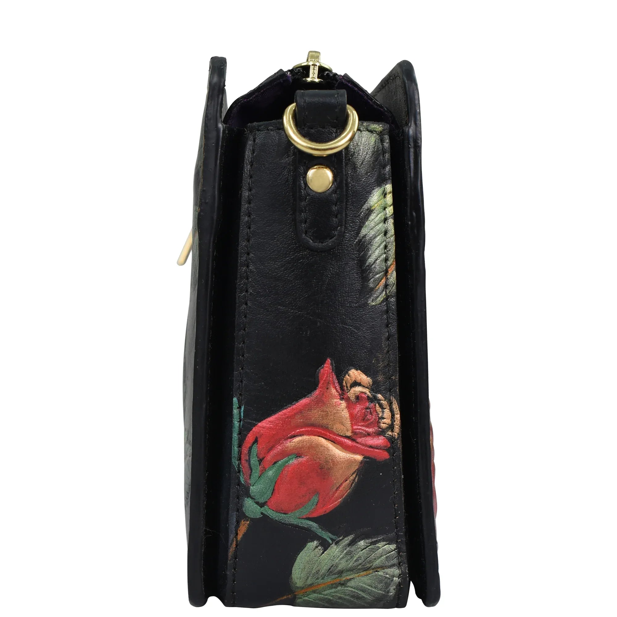 Triple-Compartment Crossbody Bag – Butterfly Floral