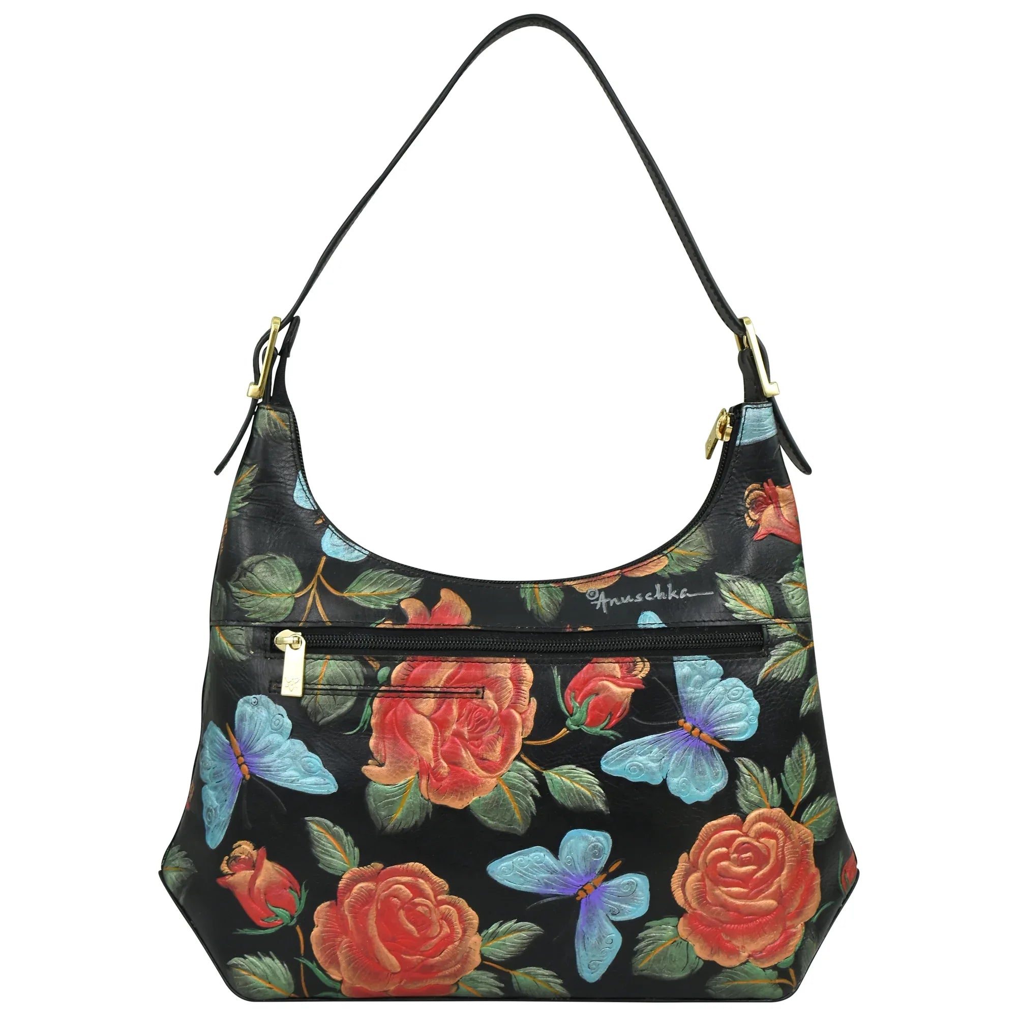 Slim Shoulder Bag – Red Roses & Butterfly
