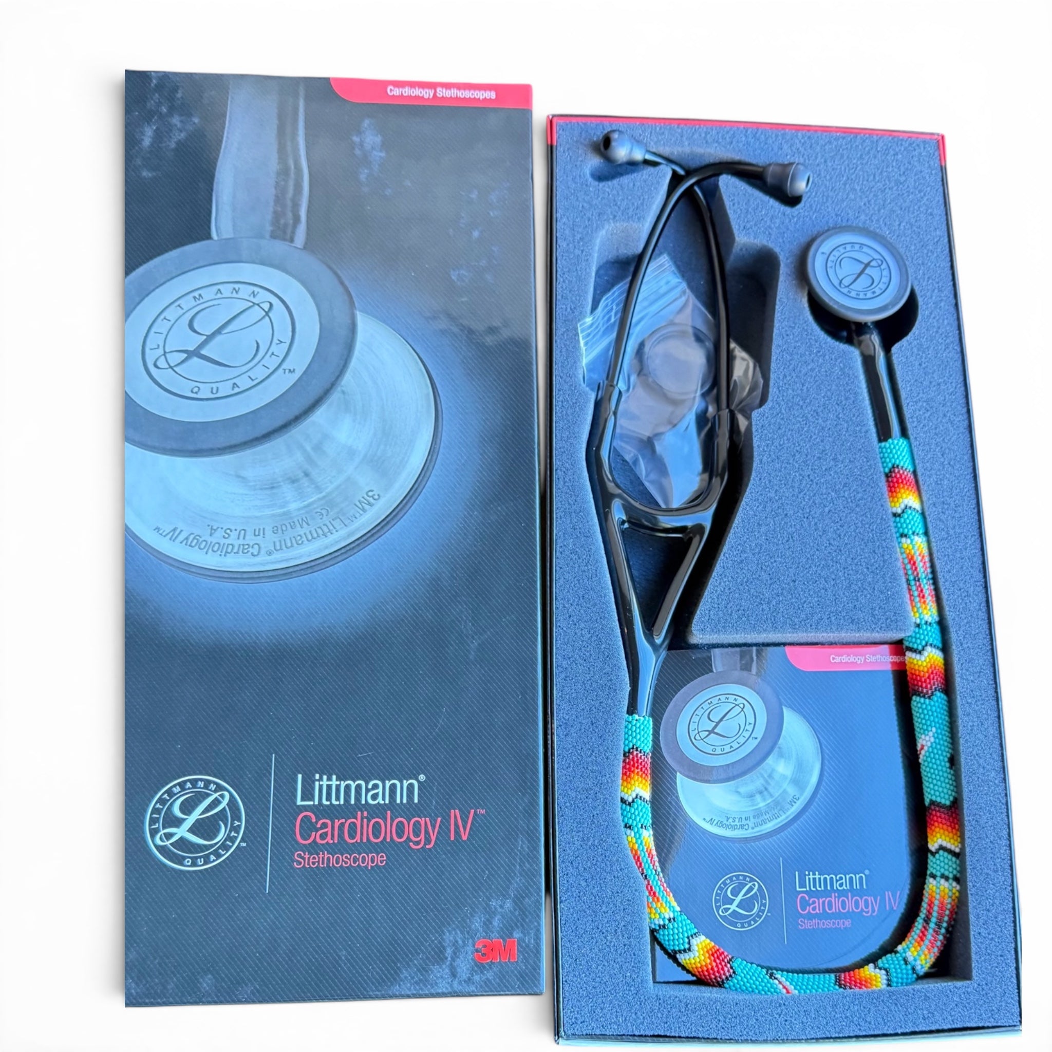 Navajo Beaded Littmann Cardiology IV Stethoscope – Turquoise Feather Design