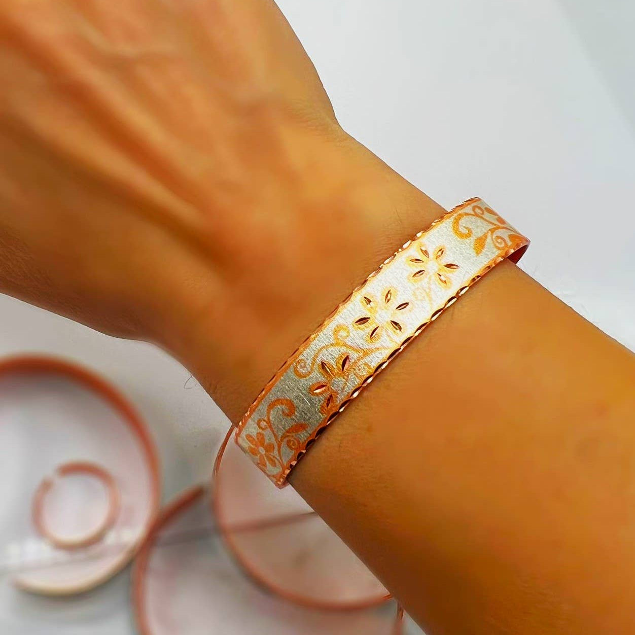 Silver Flower Narrow Design Bracelet
