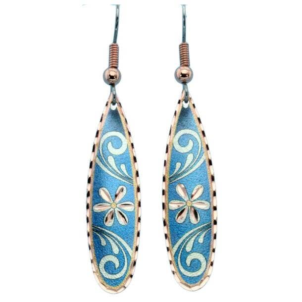 Light Blue Background Flower Earrings