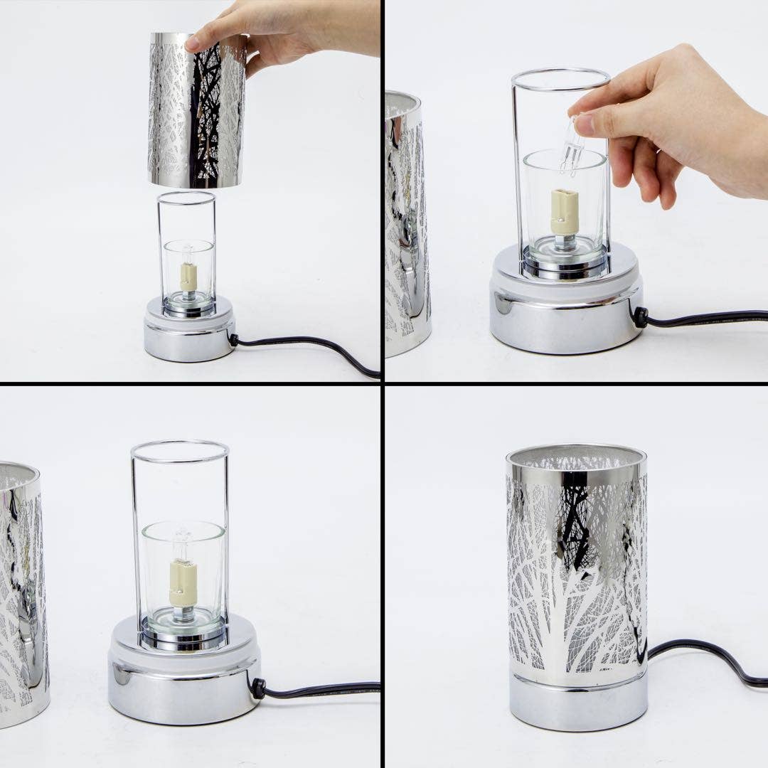 White Flower Touch Lamp & Wax Warmer | 7” Fragrance Oil Burner