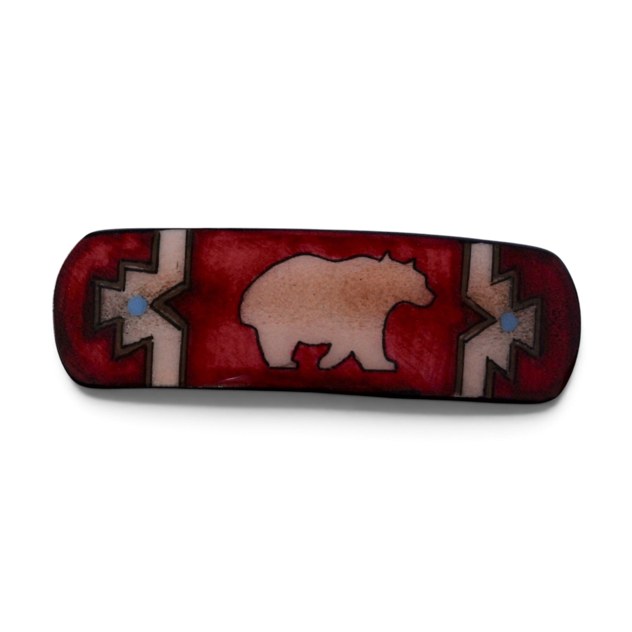 Antler Black Bear Barrette - Red