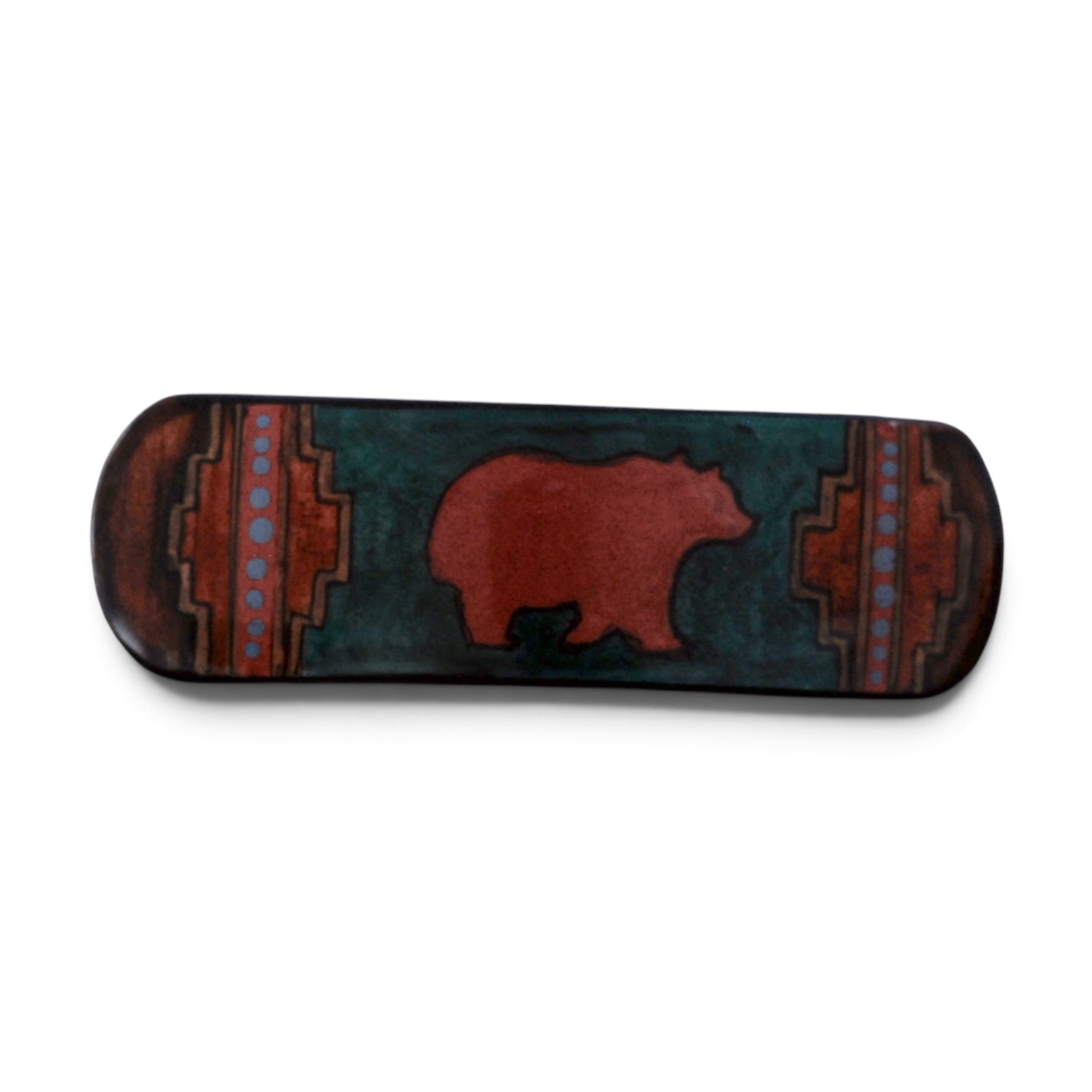 Antler Black Bear Barrette - Teal