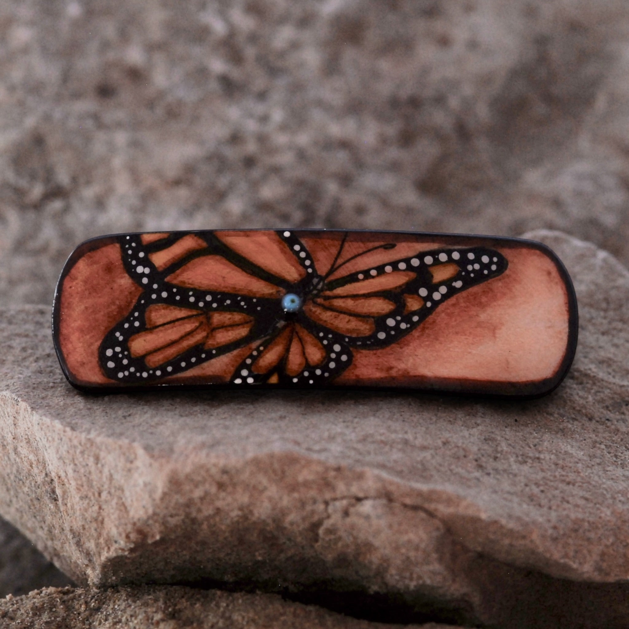 Antler Rectangle Barrette - Gold