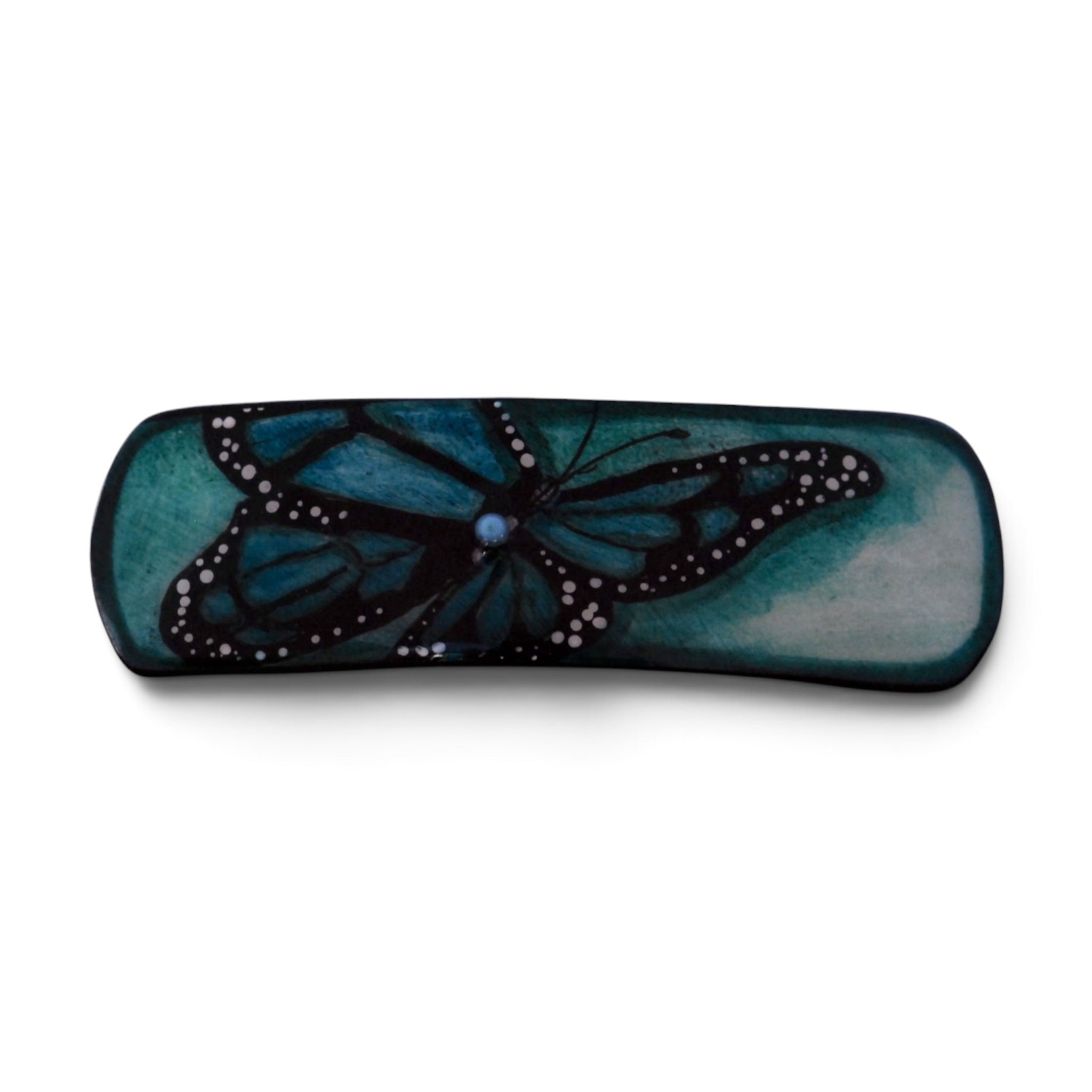 Antler Rectangle Barrette - Teal