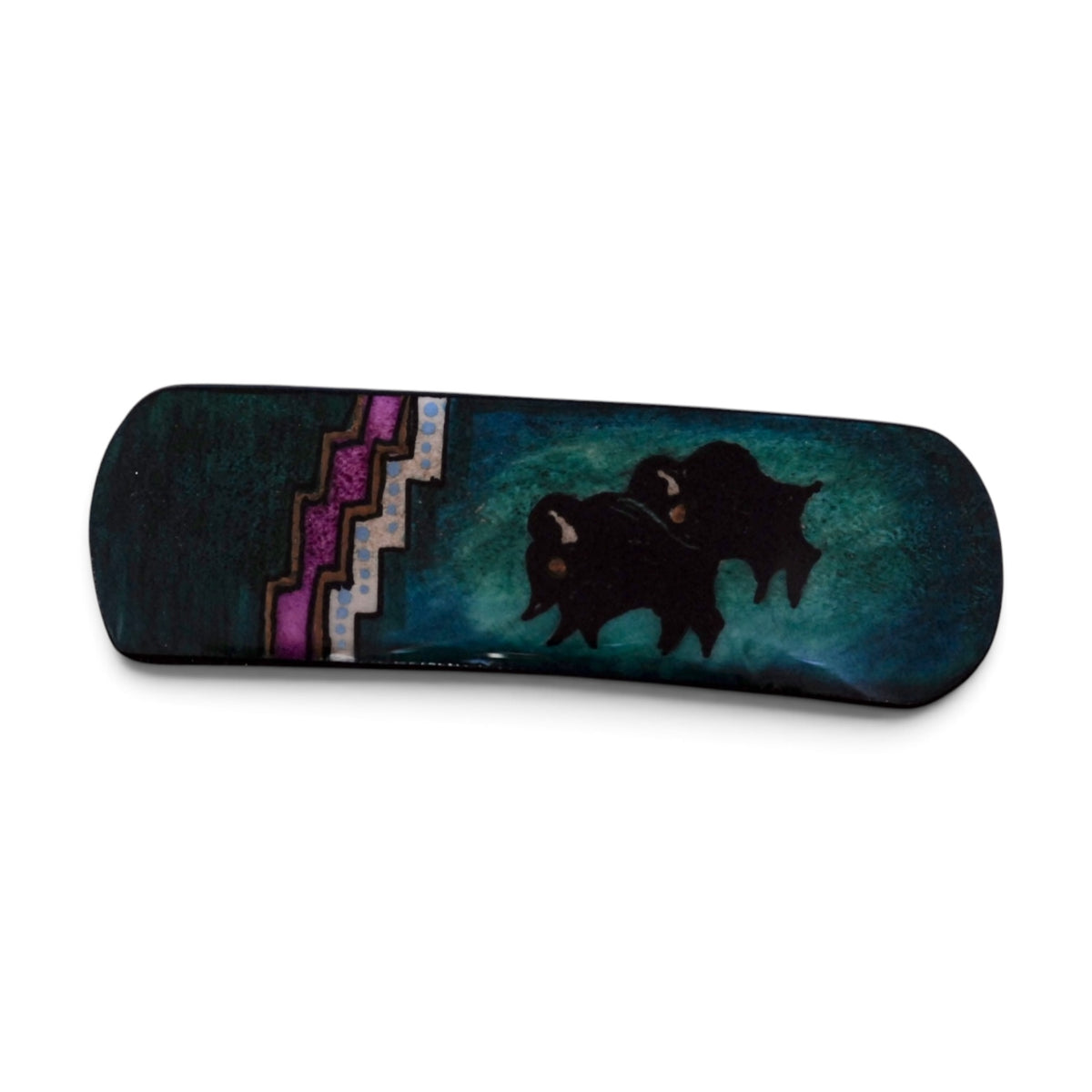 Antler Rectangle Barrette - Teal