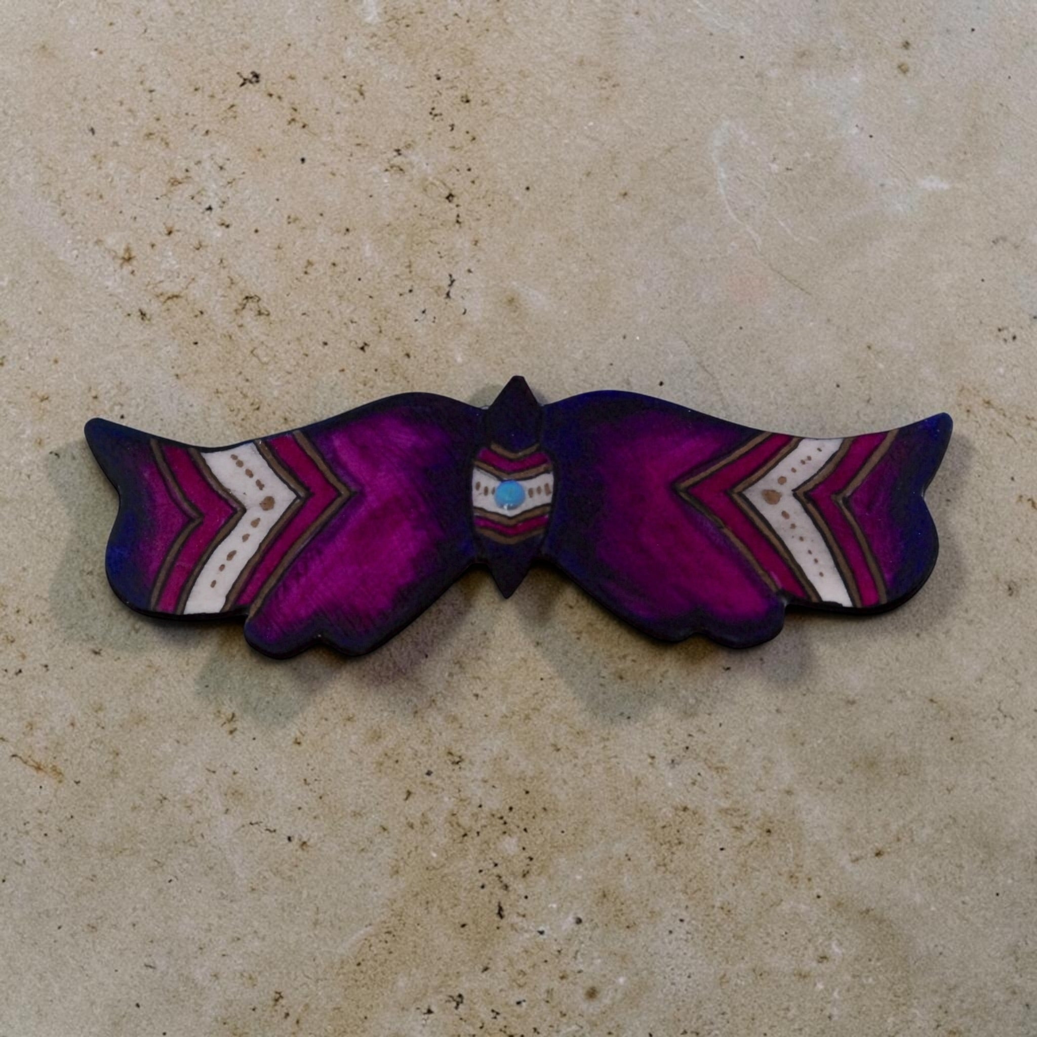 Antler Butterfly Barrette - Purple
