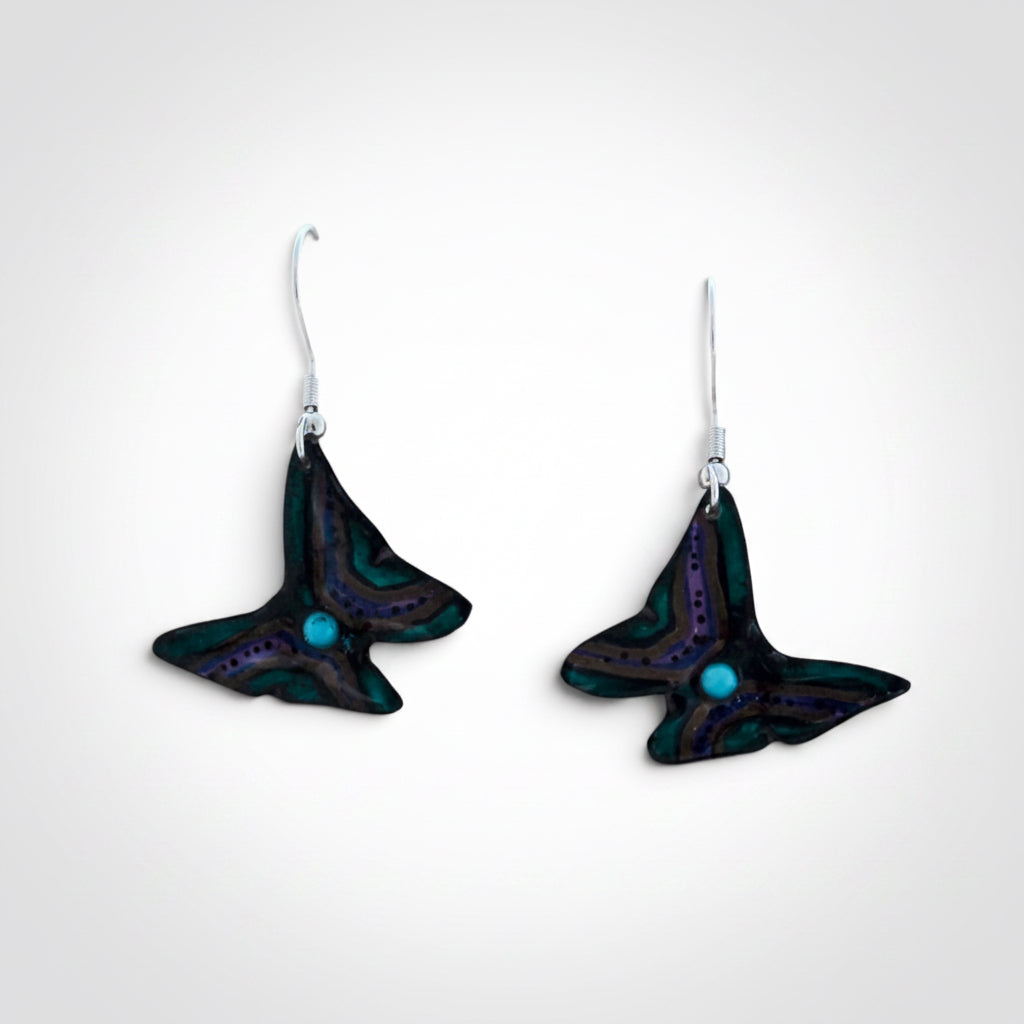 Antler Butterfly Earrings - Teal