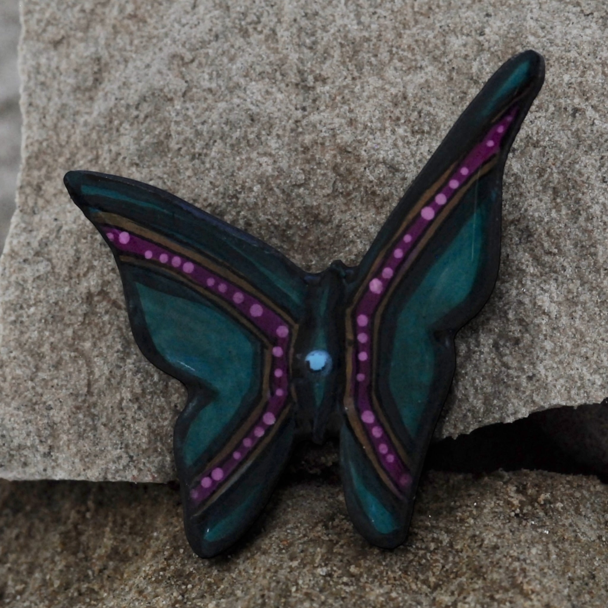 Butterfly Art Pin - Teal