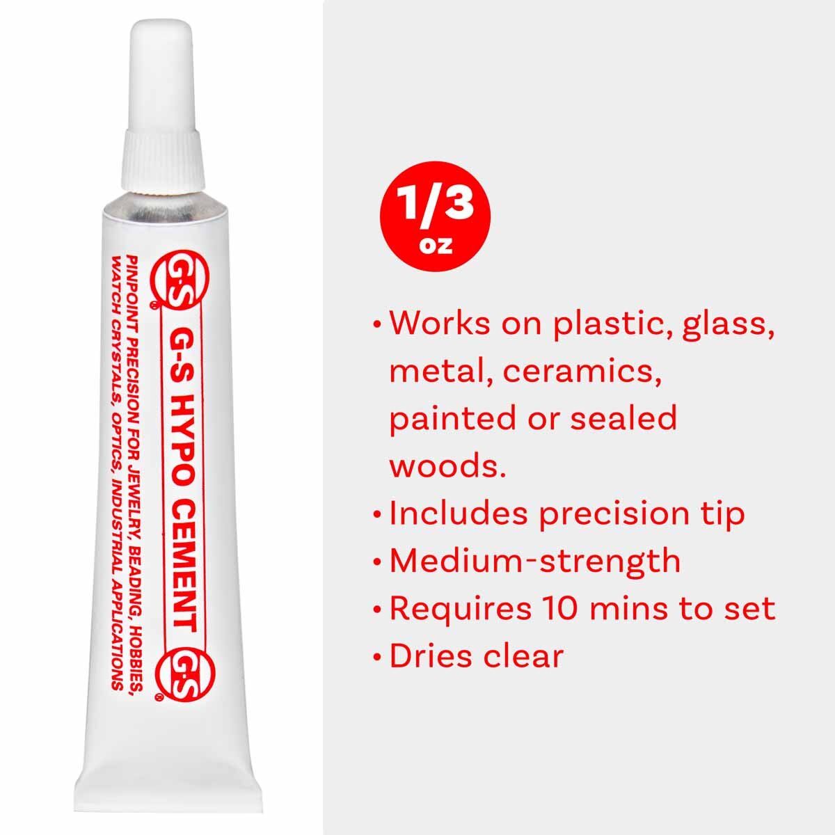 G-S Hypo Bead Tip Cement – Precision Jewelry Adhesive | 1/3 fl oz