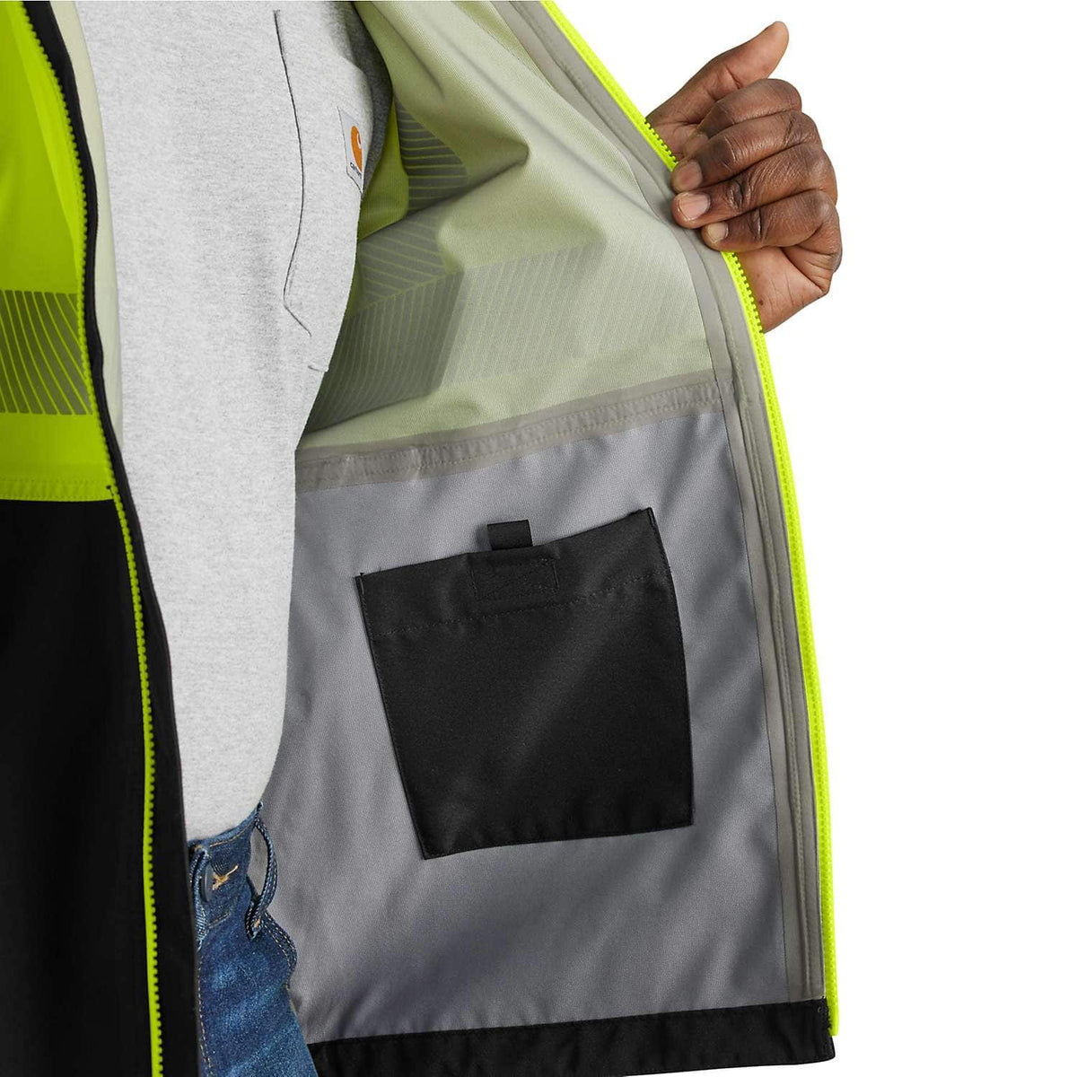 Carhartt HV Portsmouth Class 3 Jacket in Brite Lime back view
