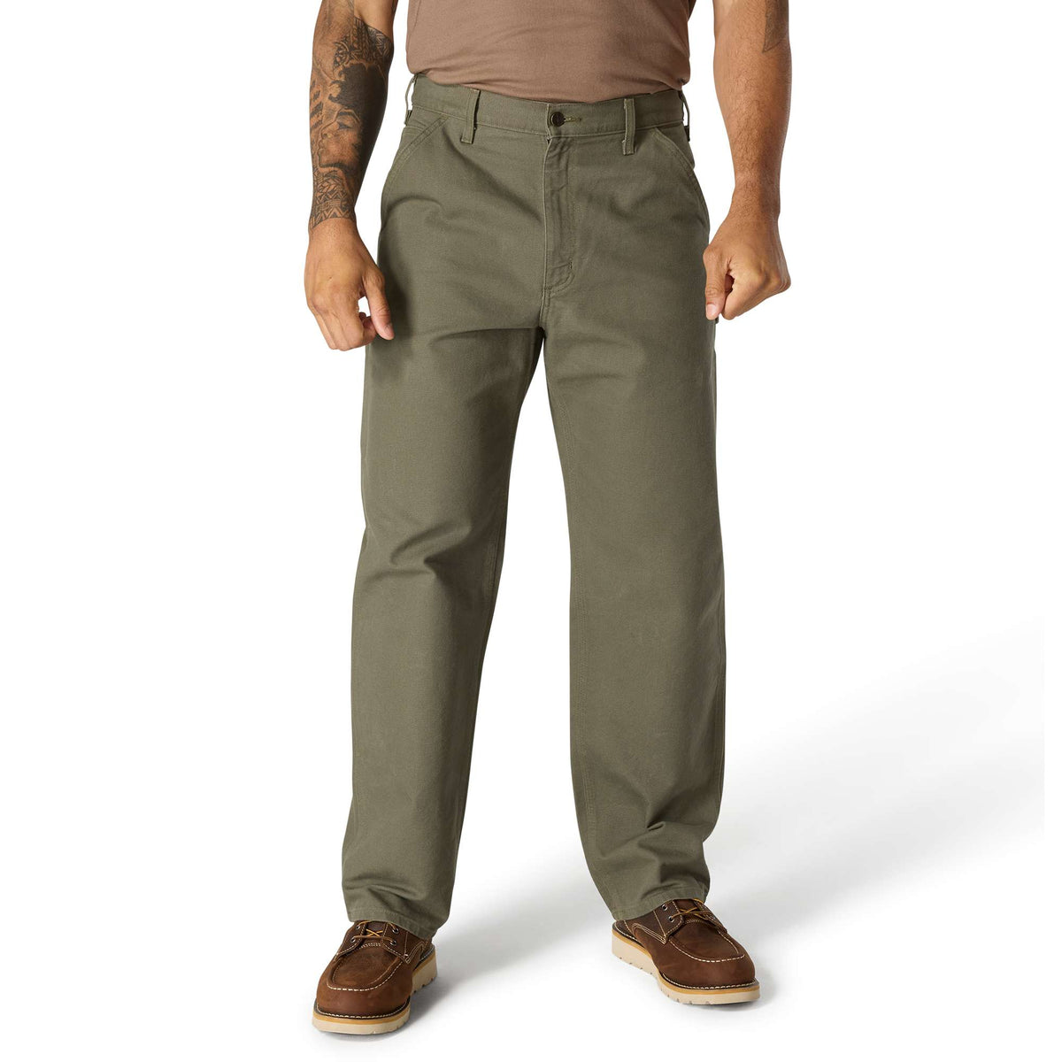 Carhartt Loose Fit Washed Duck Utility Work Pant in Moss