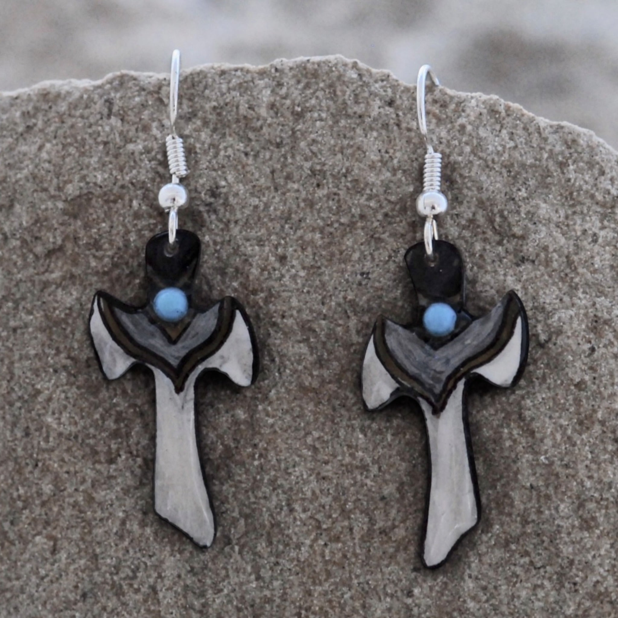 Antler Cross Earrings - Grey