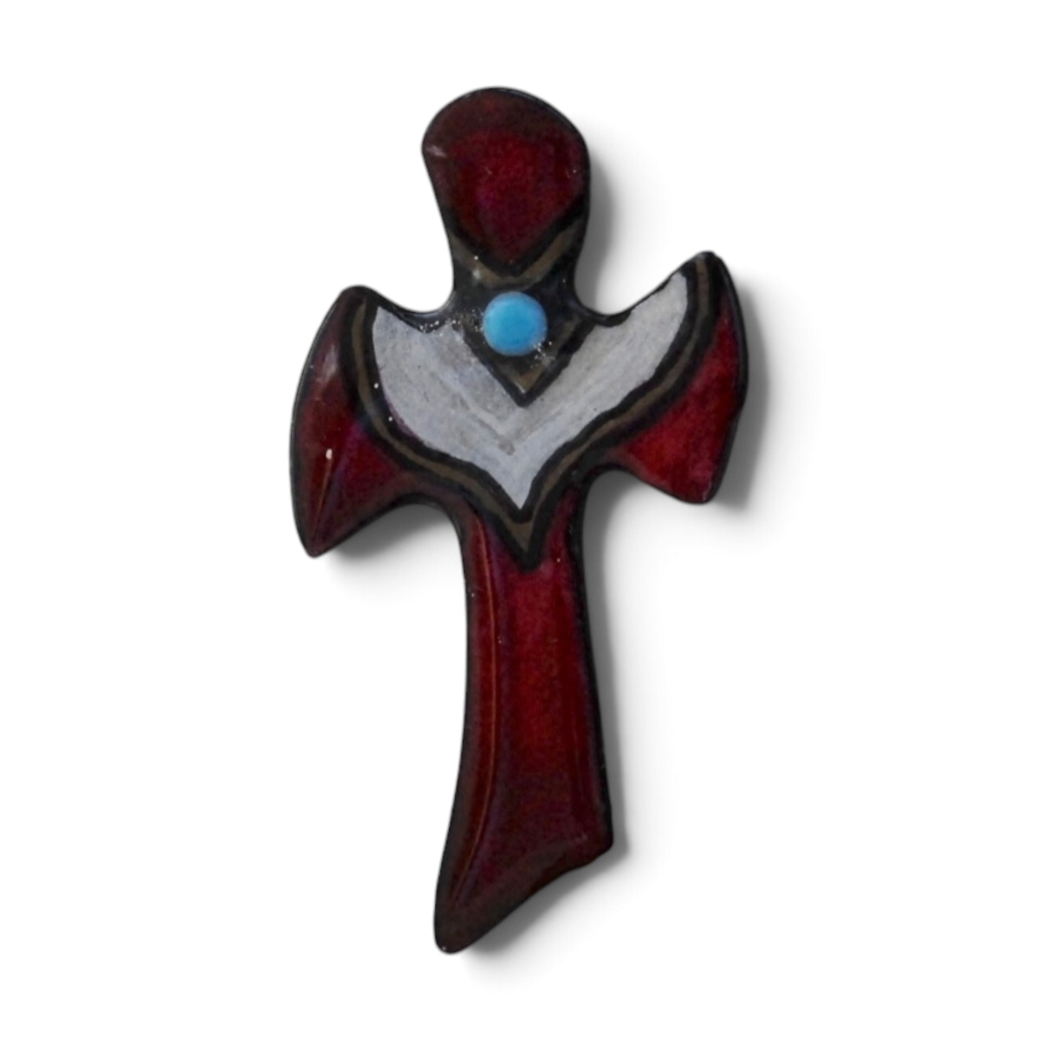 Antler Cross Pin - Red