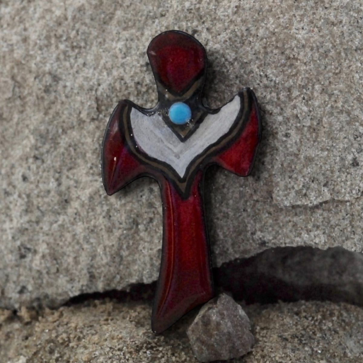 Antler Cross Pin - Red
