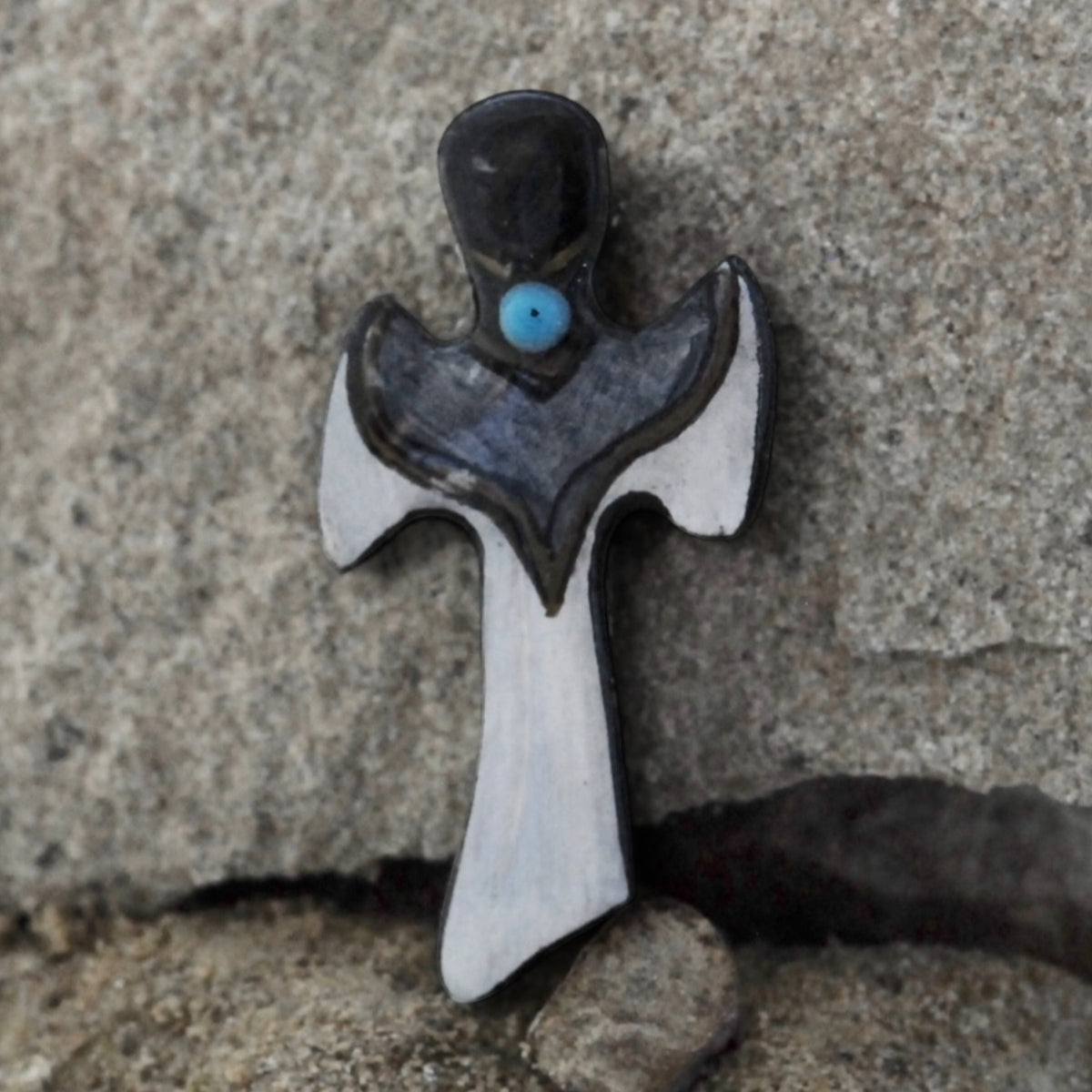 Antler Cross Pin - Grey