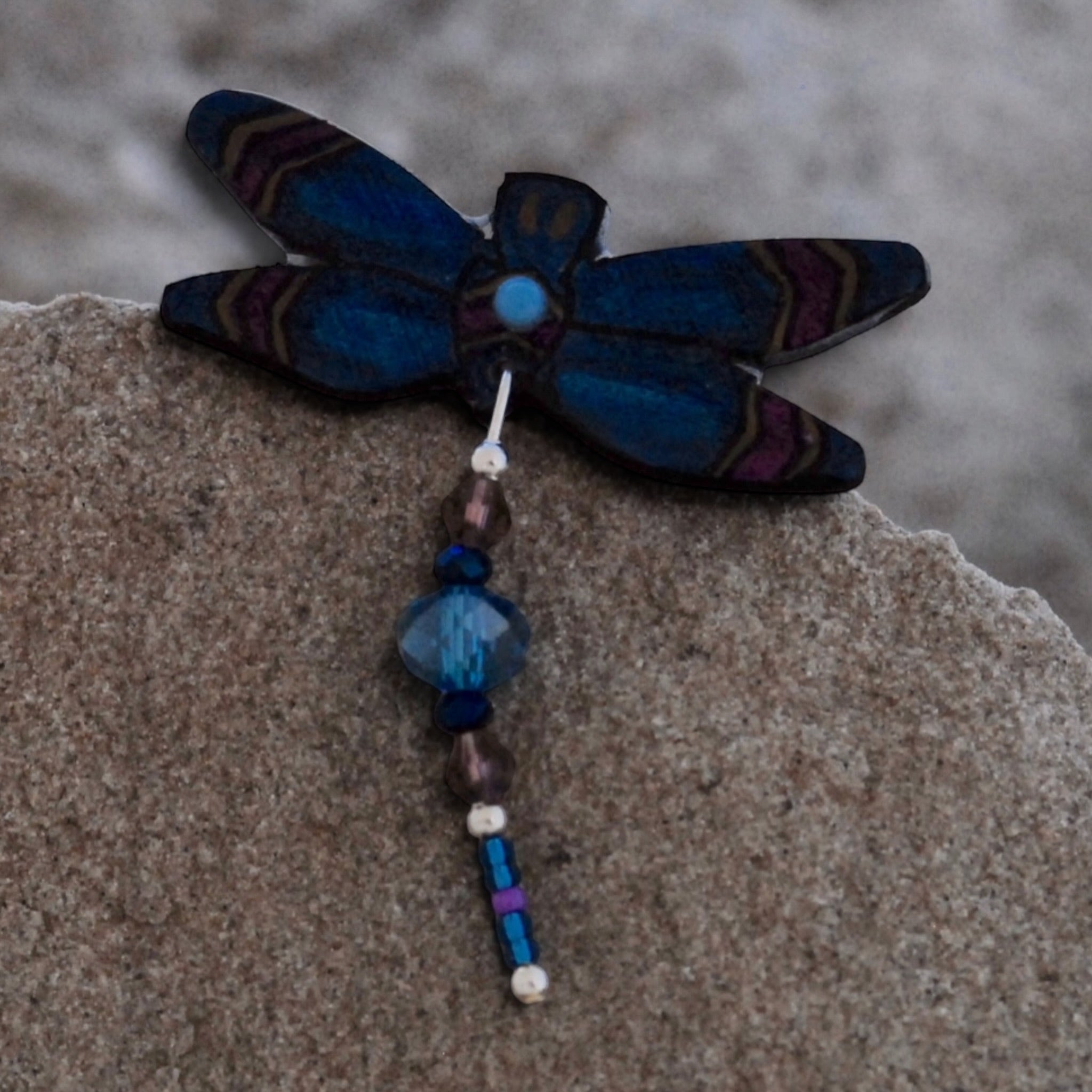 Antler Dragonfly Pin - Blue