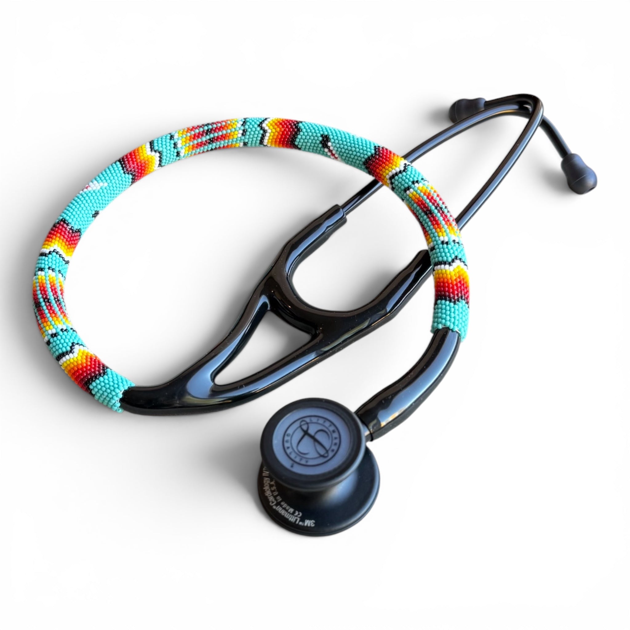 Navajo Beaded Littmann Cardiology IV Stethoscope – Turquoise Feather Design