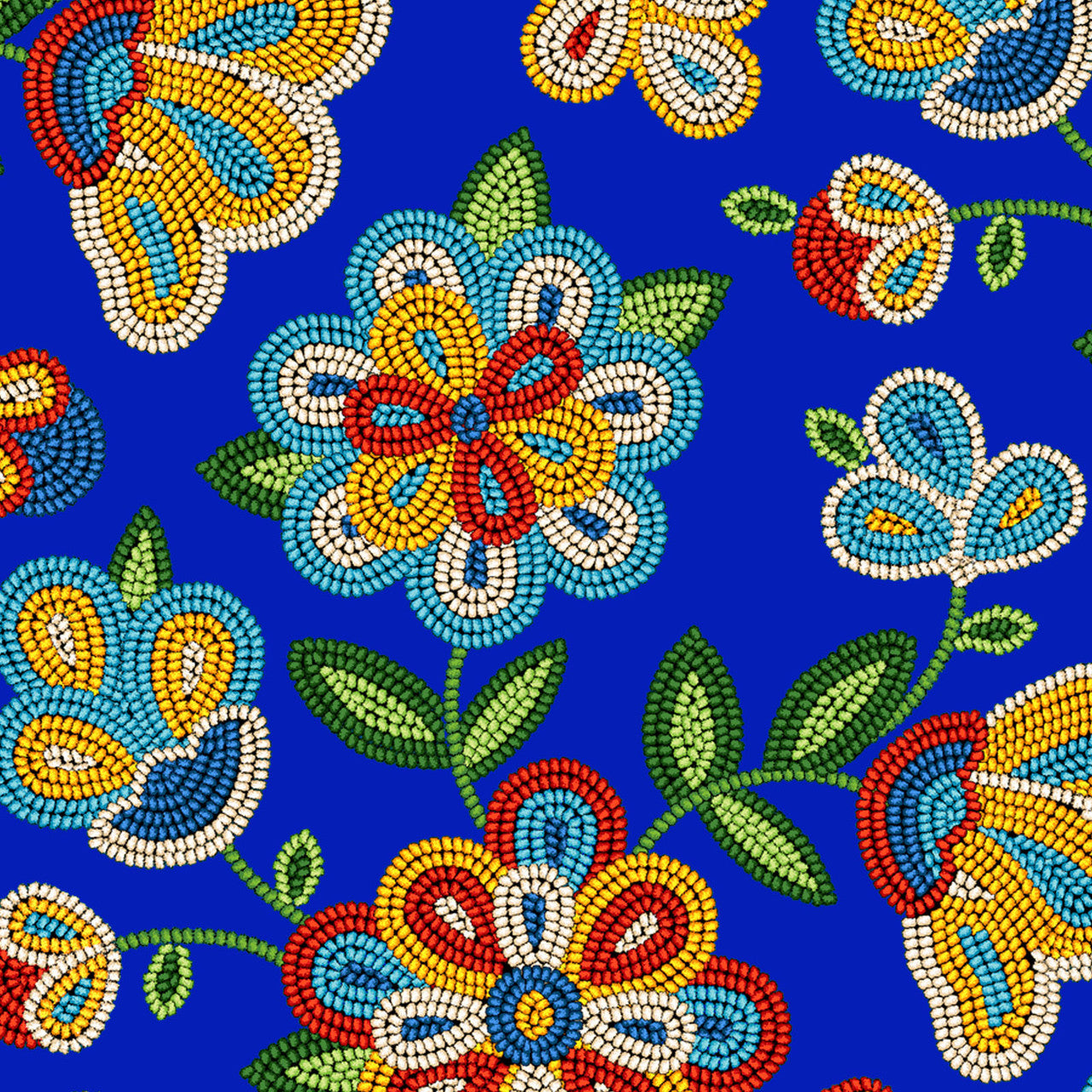 Tucson Royal Blue Floral Cotton Fabric | Ribbon Skirt Fabric