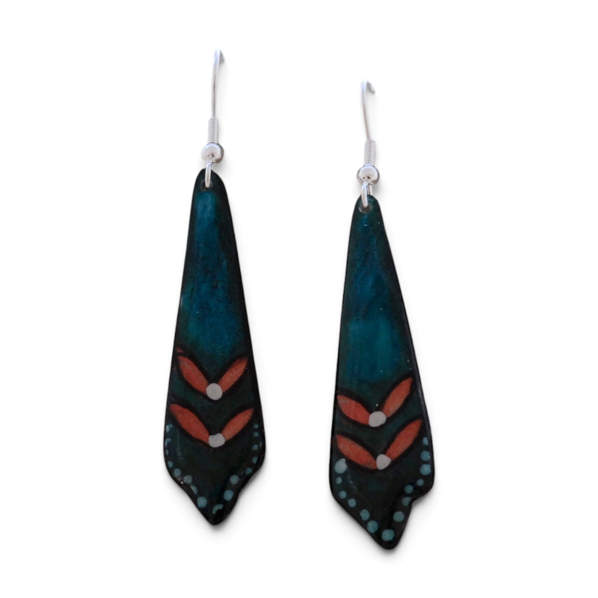 Antler Filigree Earrings - Teal