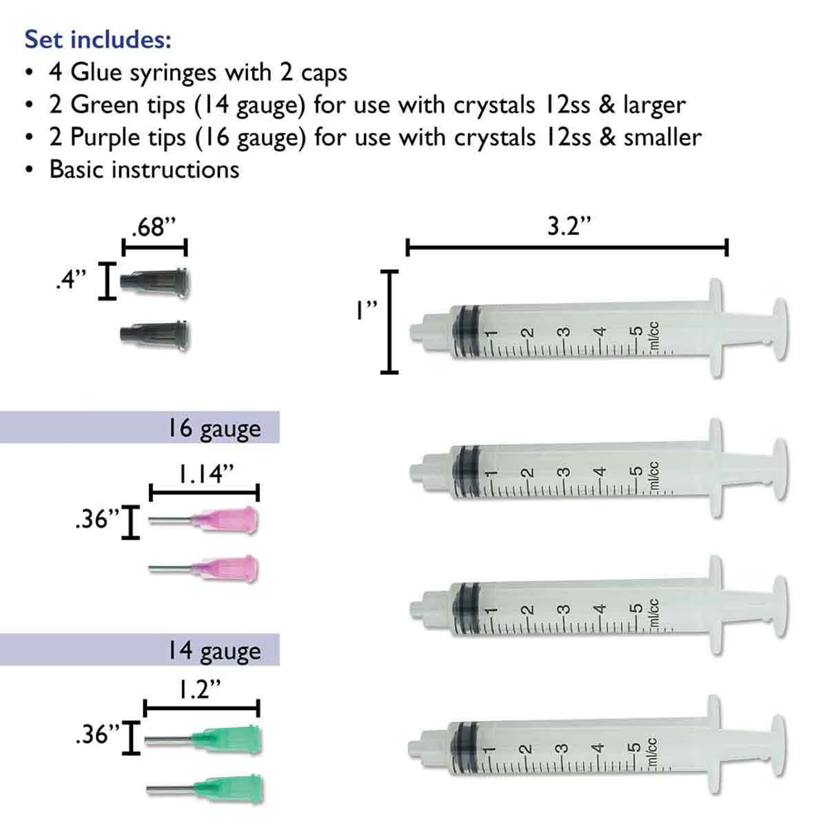 Glue Syringe Set for Flatback Crystals – 4 Pack | E6000
