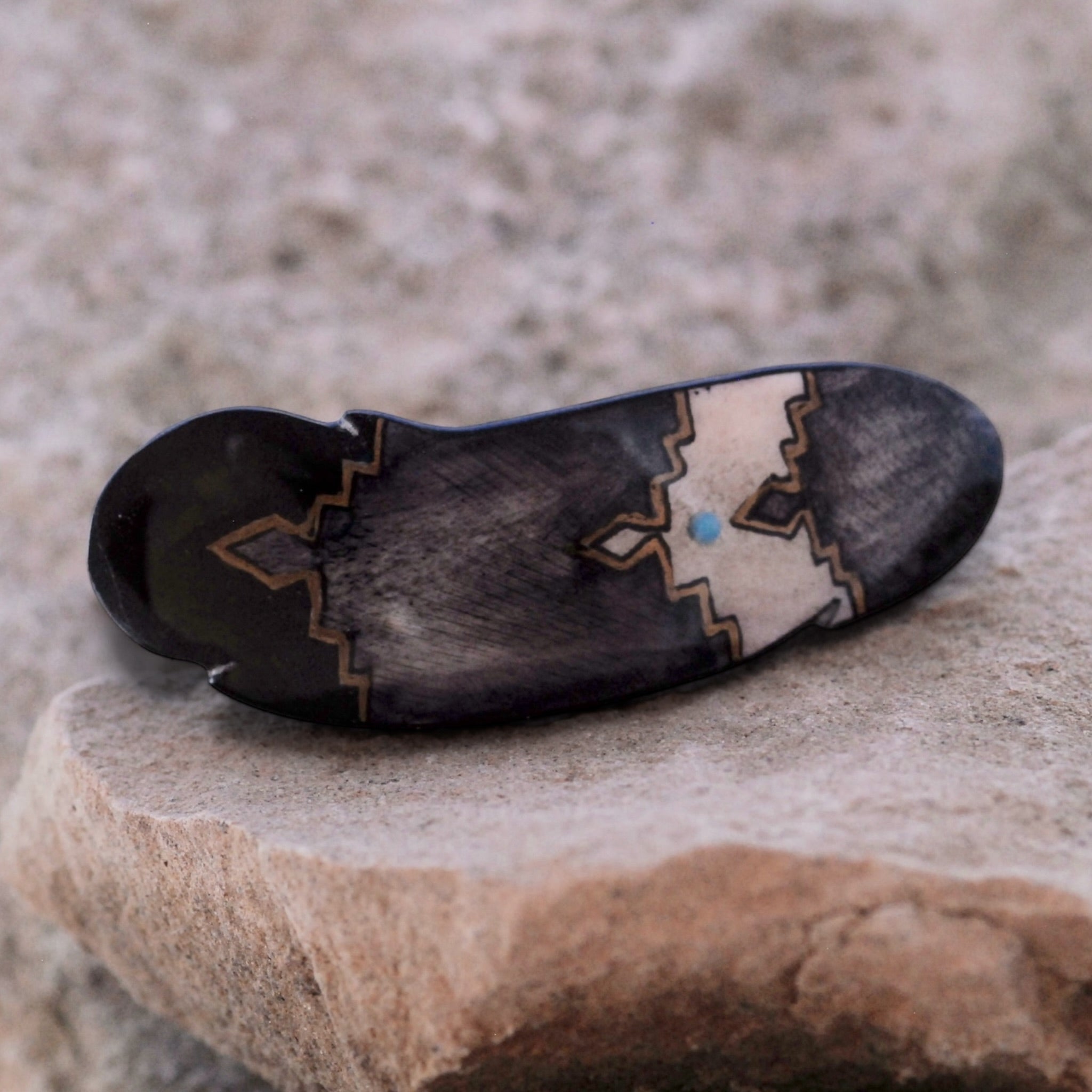 Antler Indian Feather Barrette - Black