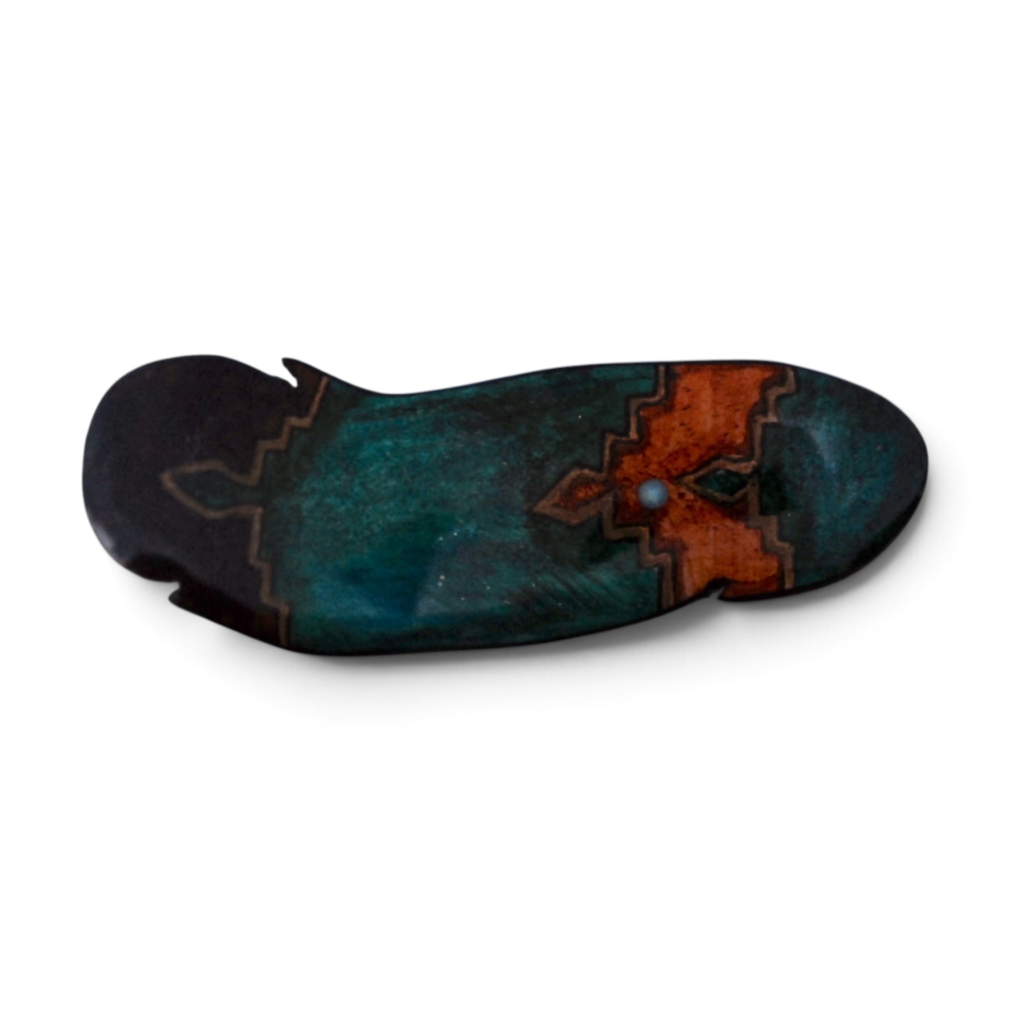 Antler Indian Feather Barrette - Teal