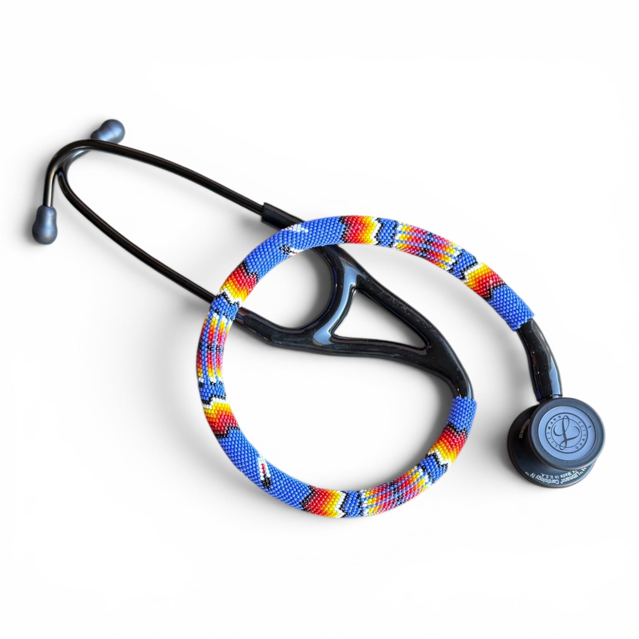 Navajo Beaded Littmann Cardiology IV Stethoscope – Blue Feather Design