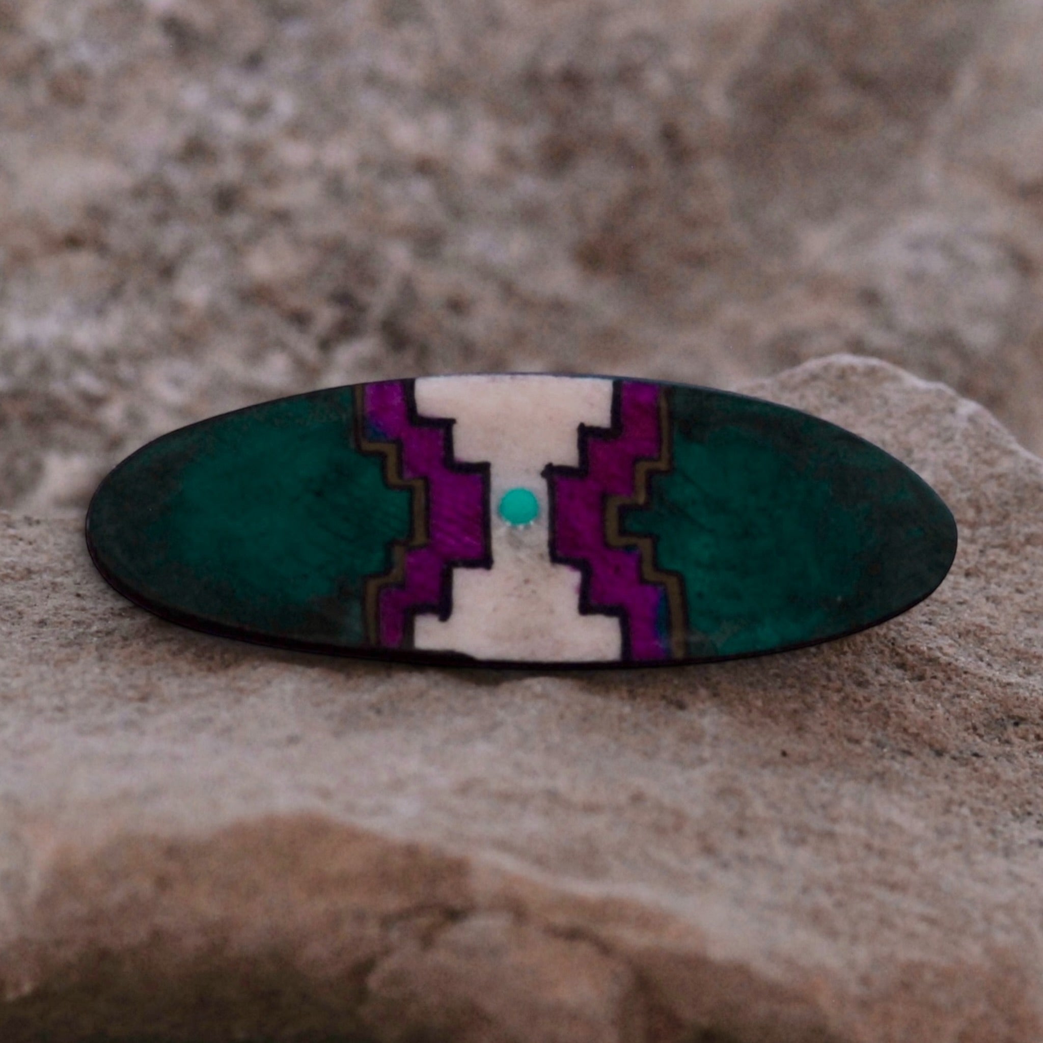 Antler Large Oval Barrette - Teal