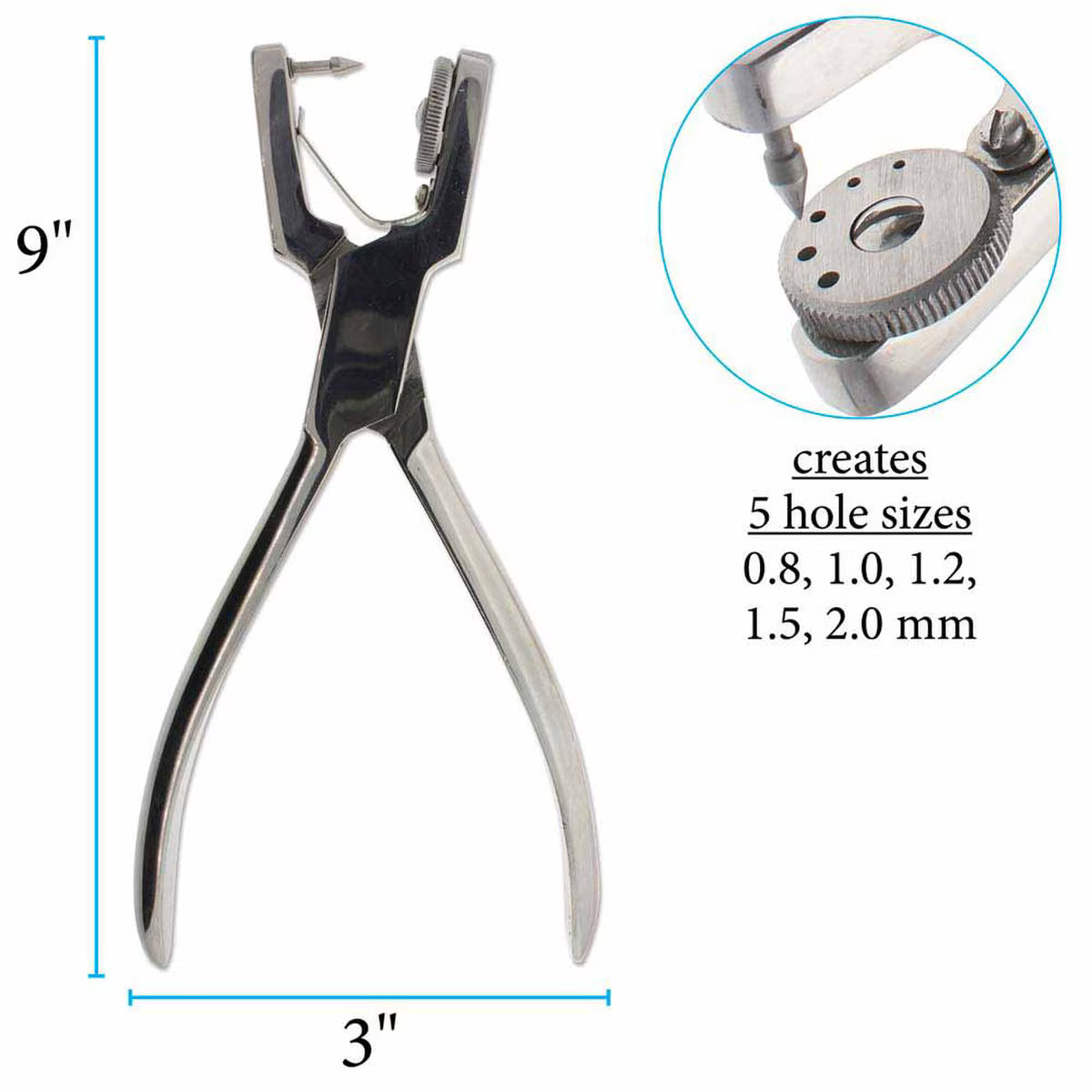 Rotary Leather Hole Punch – 4 Sizes | .8mm–1.5mm