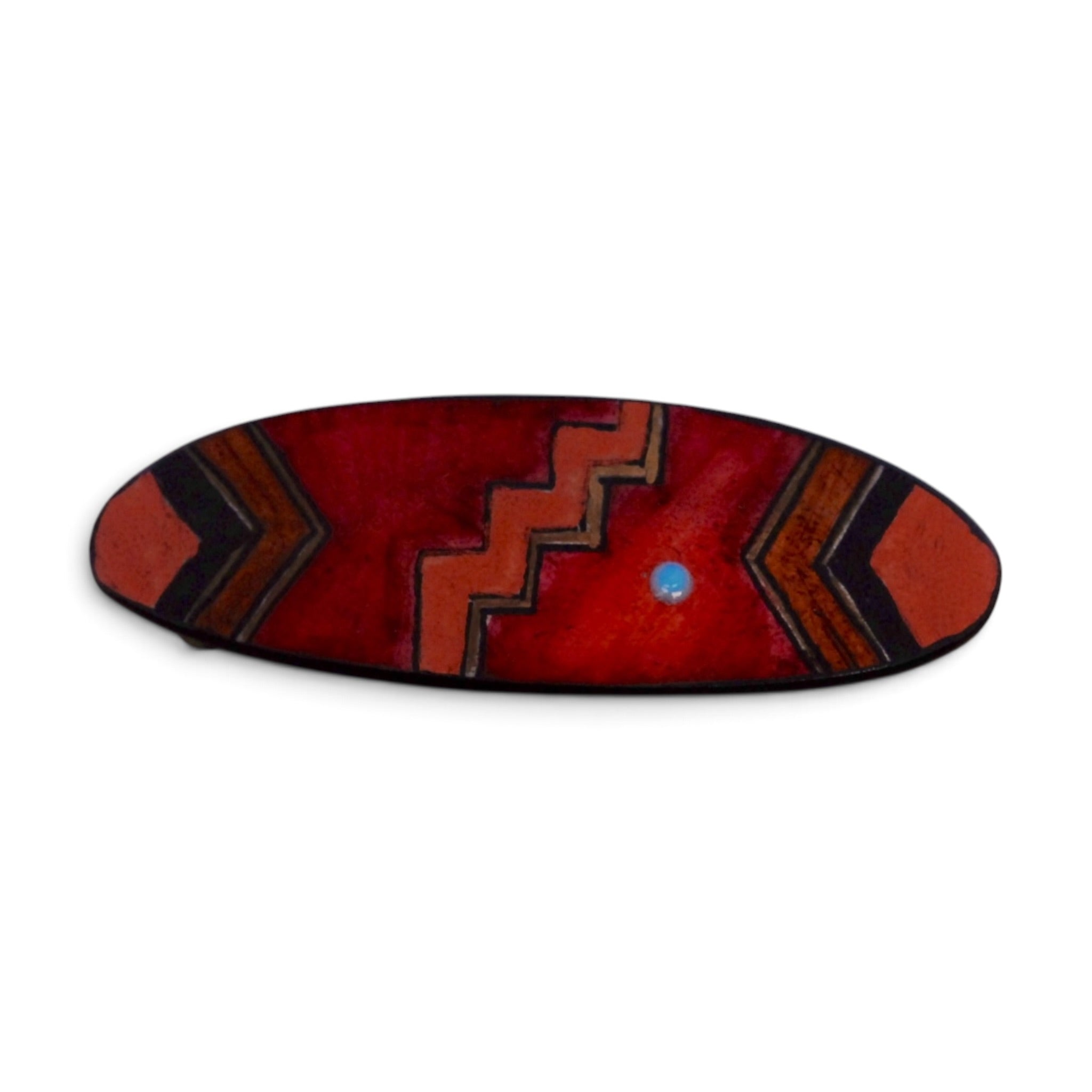 Antler Small Oval Barrette - Red