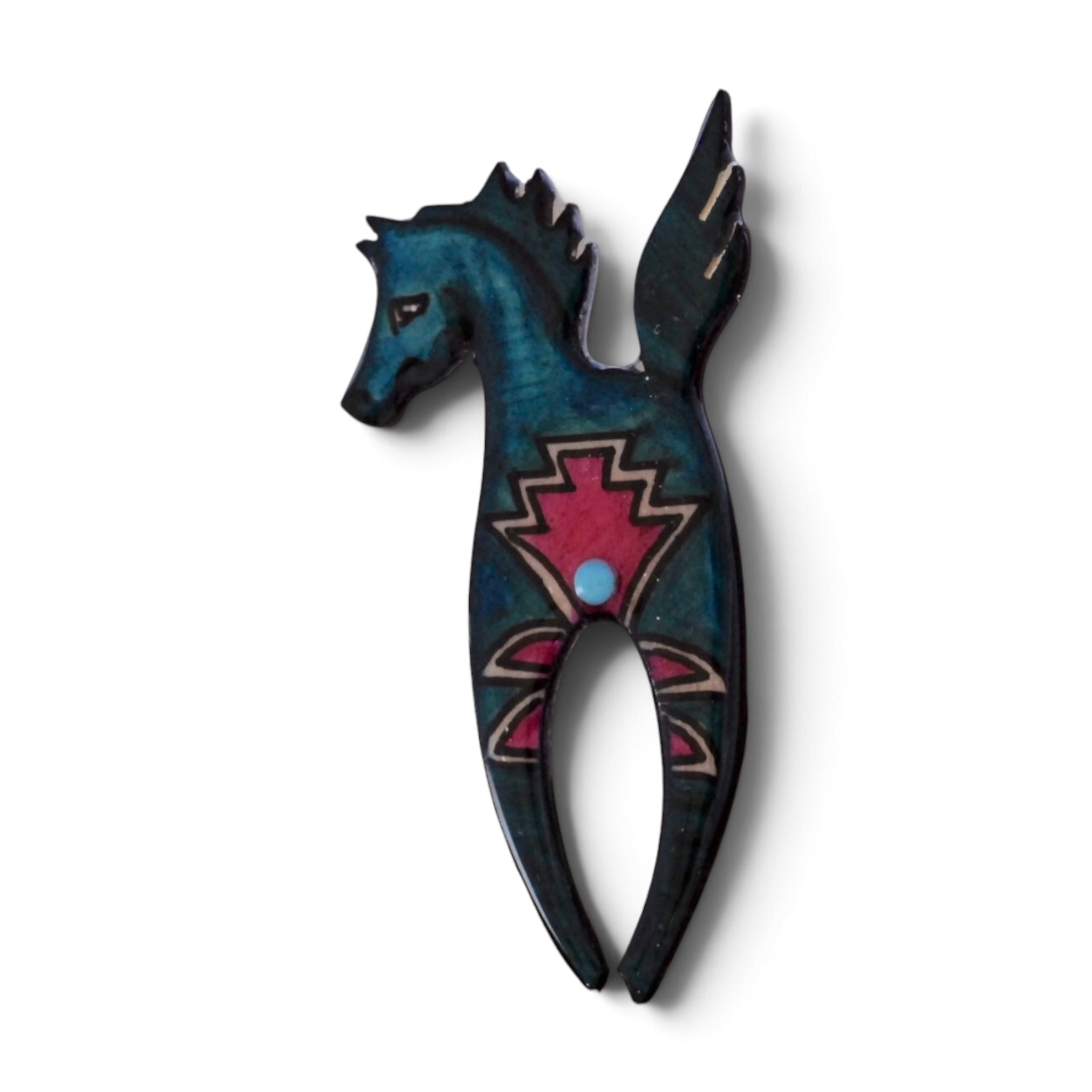 Antler Prancing Pony Pin - Teal