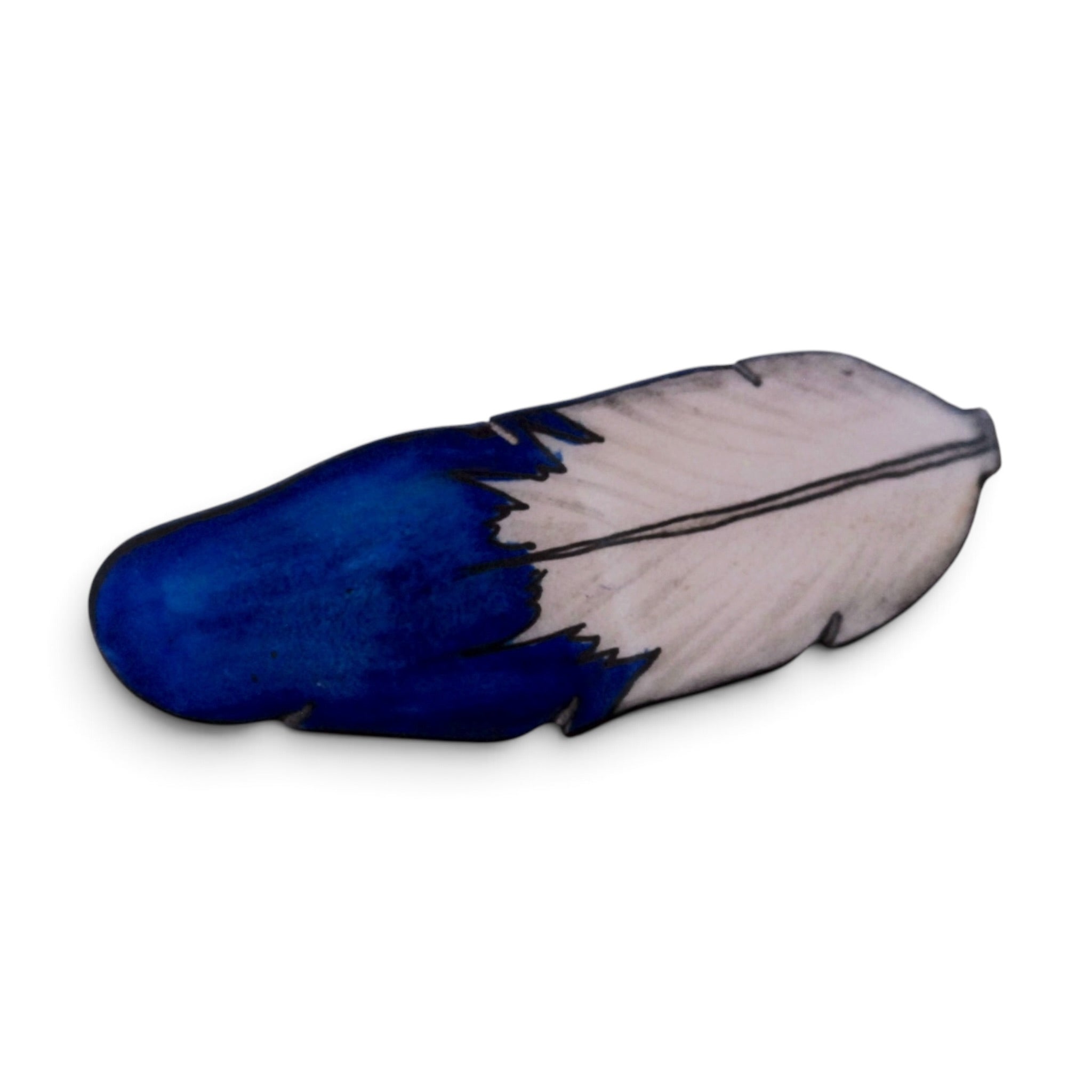 Antler Single Feather Barrette - Blue