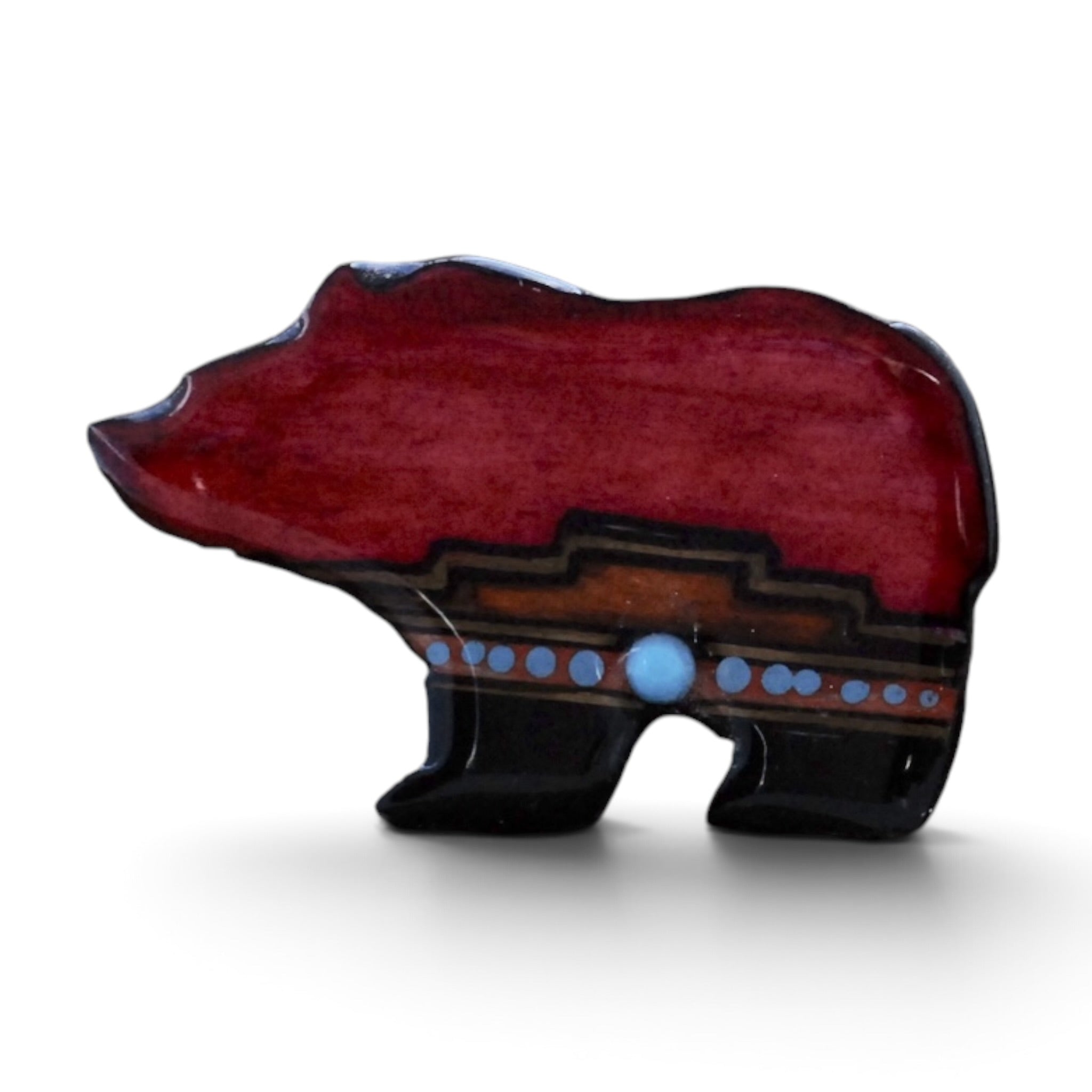 Antler Walking Bear Pin - Red