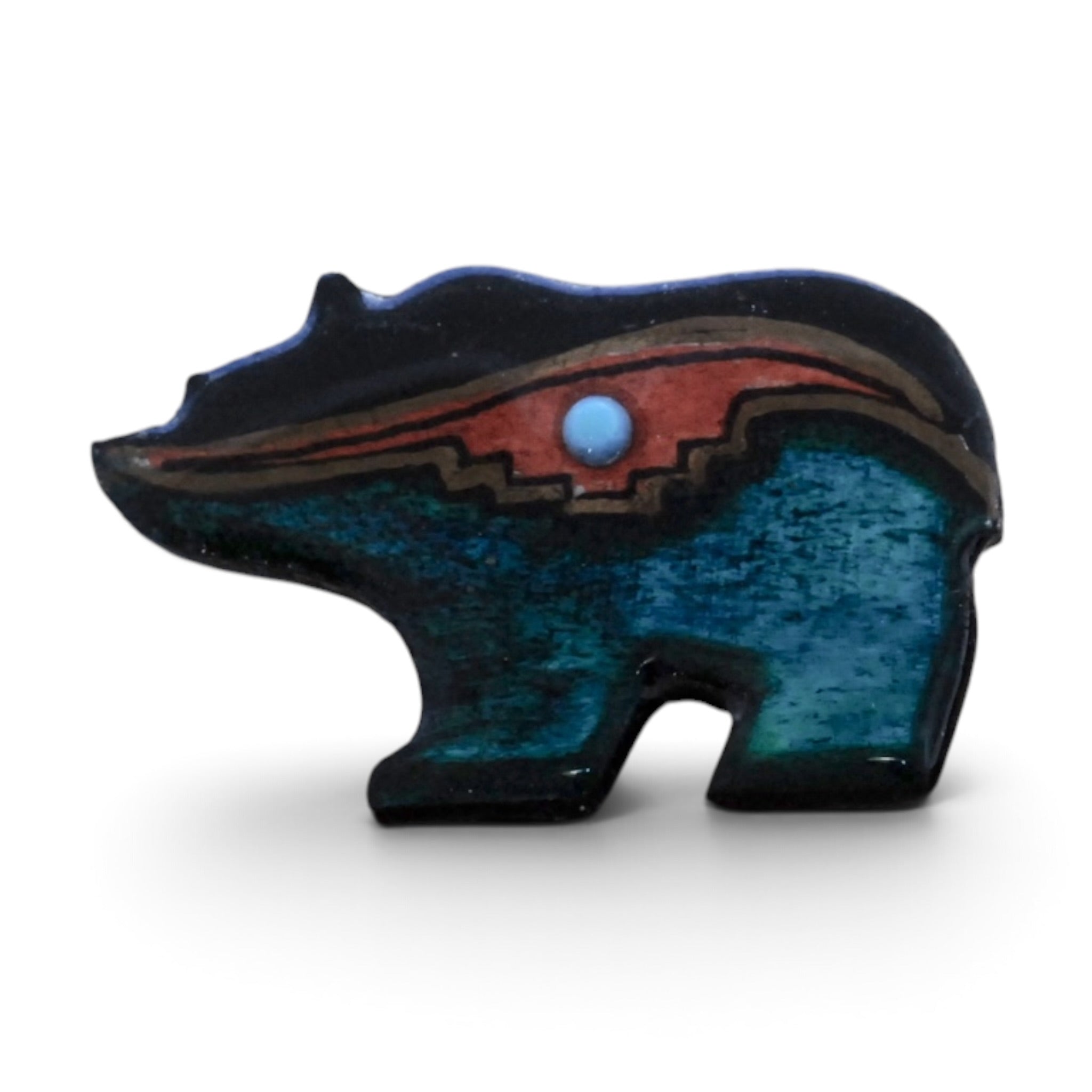 Antler Walking Bear Pin - Teal