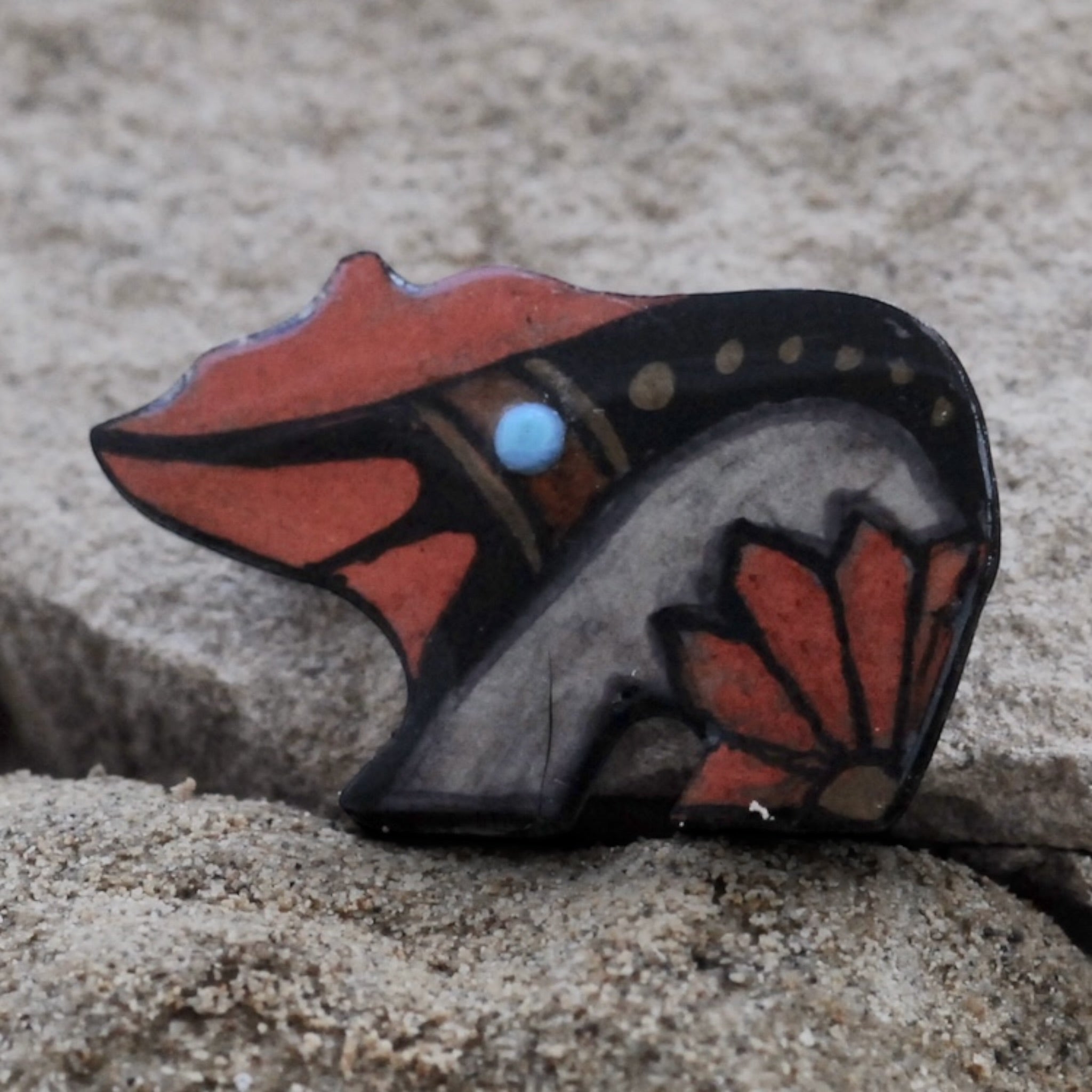 Antler Walking Bear Pin - Copper